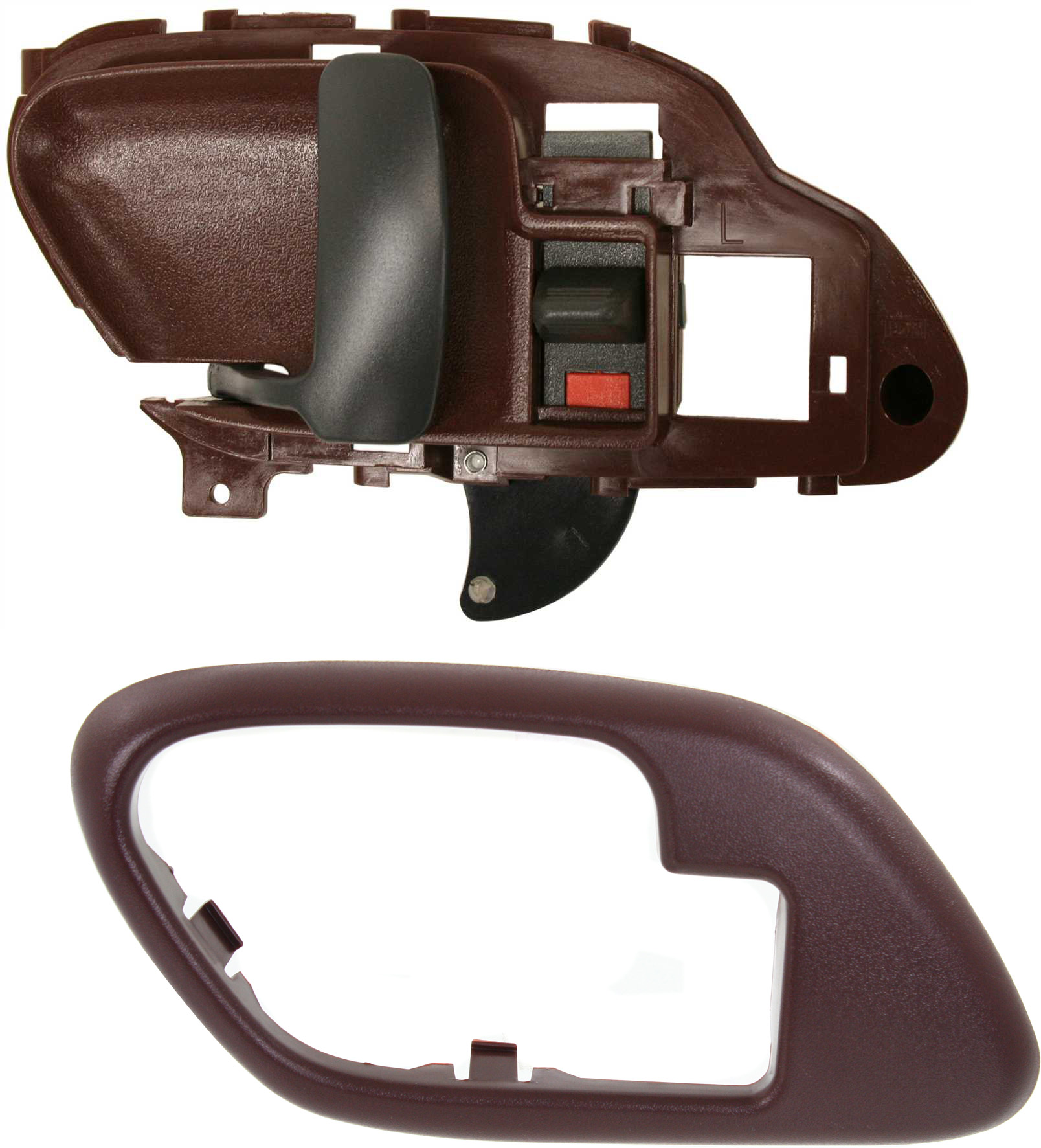 AM C K FULL SIZE P U 95-00 FRONT OR REAR INTERIOR DOOR HANDLE LH Red Plastic 2 pc Kit with Door Handle Trim SKU KIT 060717-02 Partslink GM1352103 OEM 15708049-15708085