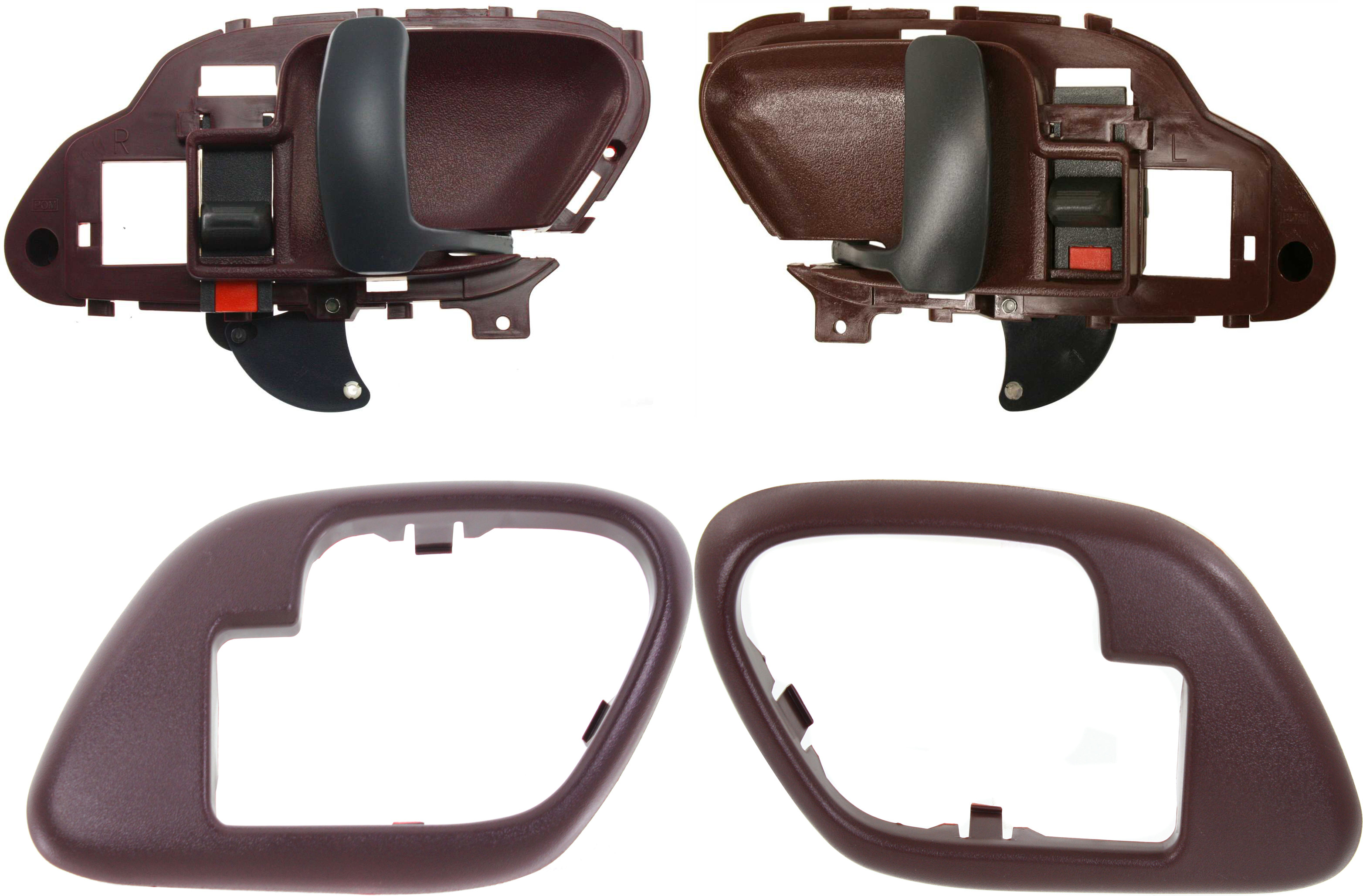 AM TAHOE 00-00 REAR INTERIOR DOOR HANDLE RH AND LH Red Plastic 4 pc Kit with Door Handle Trim SKU KIT 060717-03 Partslink GM1353103 GM1352103 OEM 15708050-15708049-15708085-157