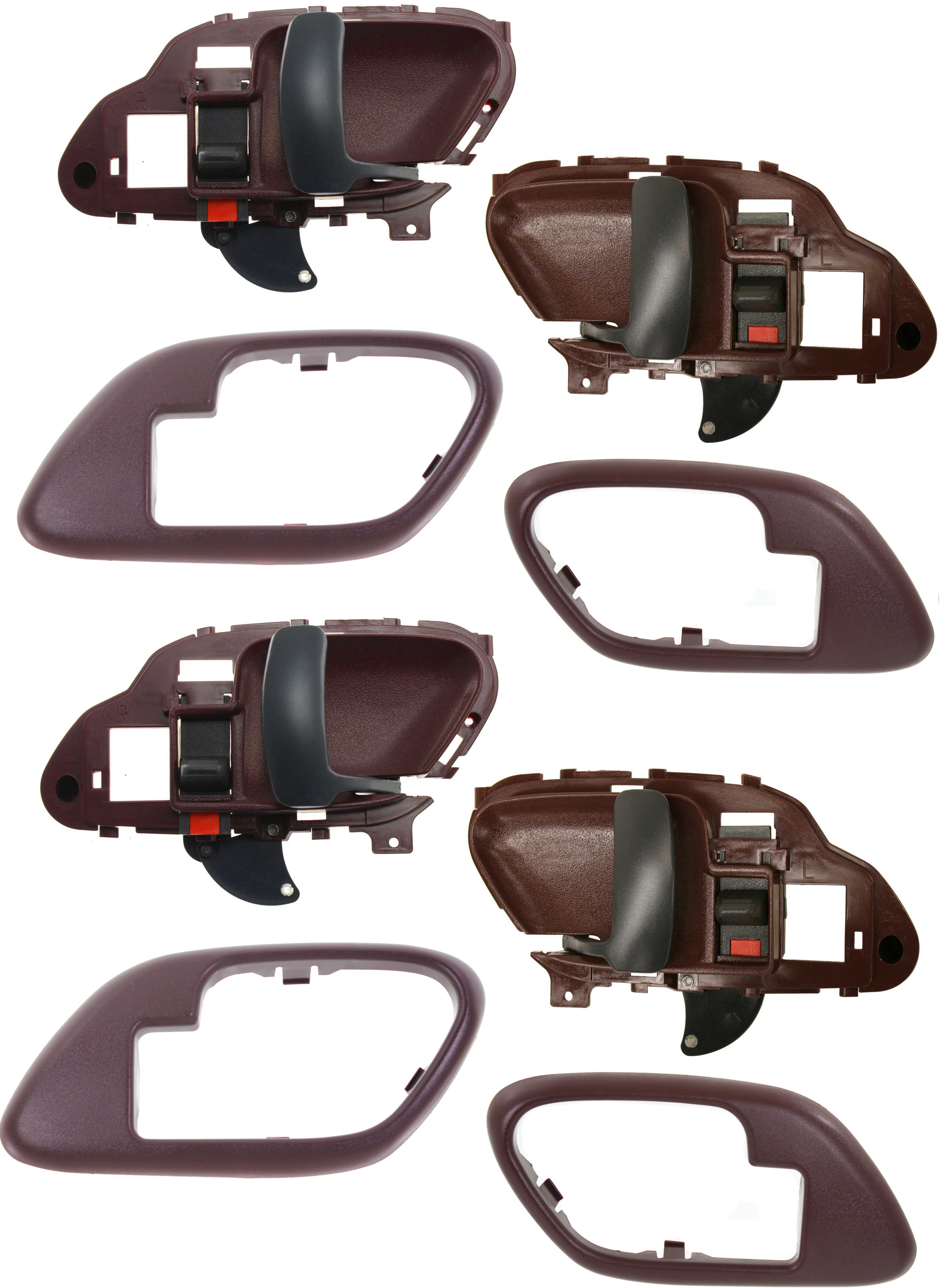 AM SUBURBAN TAHOE YUKON 95-99 FRONT AND REAR INTERIOR DOOR HANDLE RH AND LH Red Plastic 8 pc Kit with Door Handle Trim SKU KIT 060717-04 Partslink GM1353103 GM1352103 OEM 15708050-15708049-15708085-157