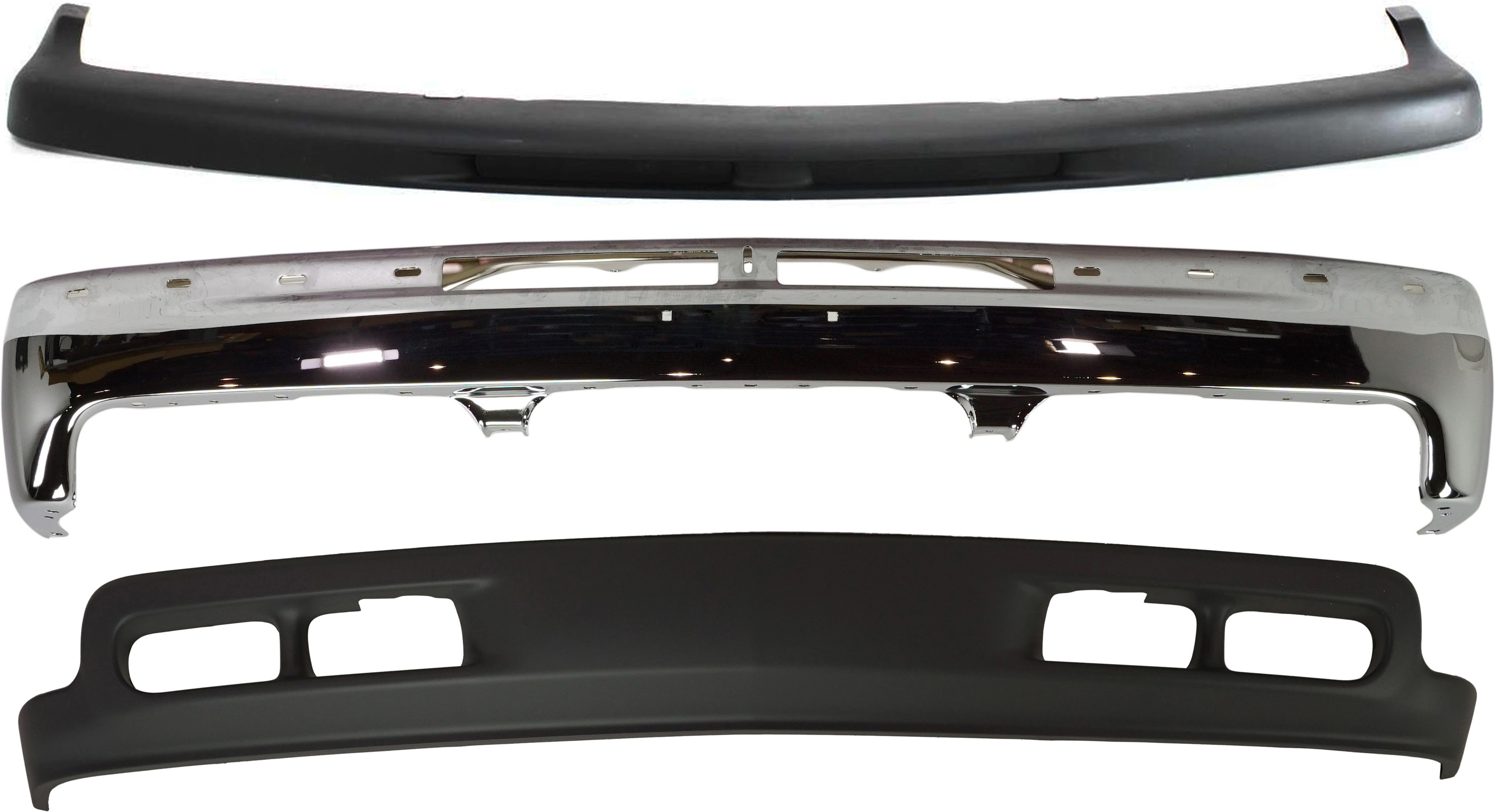 AM SUBURBAN 1500-00-04 FRONT BUMPER 3 pc kit Chrome with Bumper Trim and Lower Air Deflector SKU KIT 060717-05 Partslink GM1002376 GM1051103 GM1092167 OEM 12336026-15050703-15005294