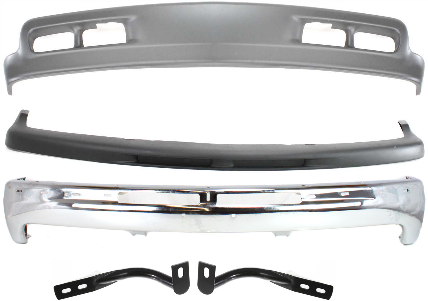 AM SUBURBAN 1500-00-04 FRONT BUMPER 5 pc kit Chrome with Bumper Brackets Bumper Trim and Valance SKU KIT 060717-11 Partslink GM1002376 GM1066129 GM1067129 GM1051103 GM1092167 OEM 12336026-15705657-15705658-150