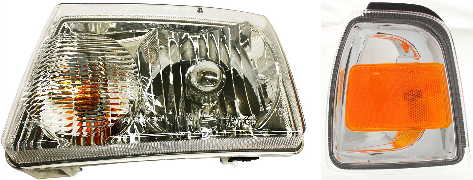 AM RANGER 06-11 HEAD LAMP LH Assembly Halogen 2 pc Kit with Corner Light SKU KIT 060717-13 Partslink FO2502173 FO2530171 OEM 6L5Z13008BA 6L5Z15A201BA