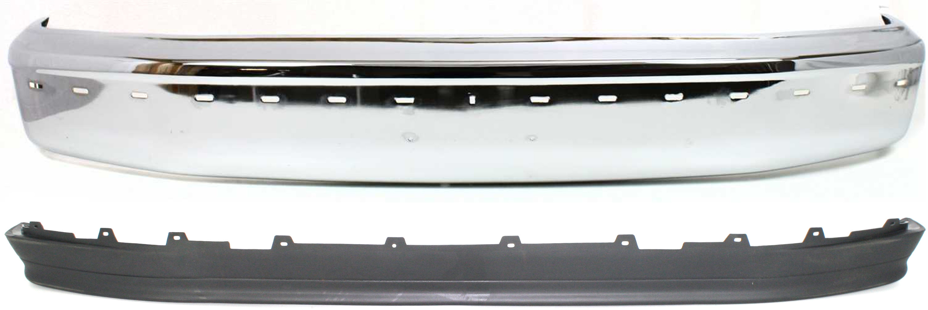 AM BRONCO 92-96 F SERIES 92-97 FRONT BUMPER 2 pc Kit with Valance SKU KIT 060717-21 Partslink FO1002237 FO1095154 OEM F2TZ17757B F2TZ17626A