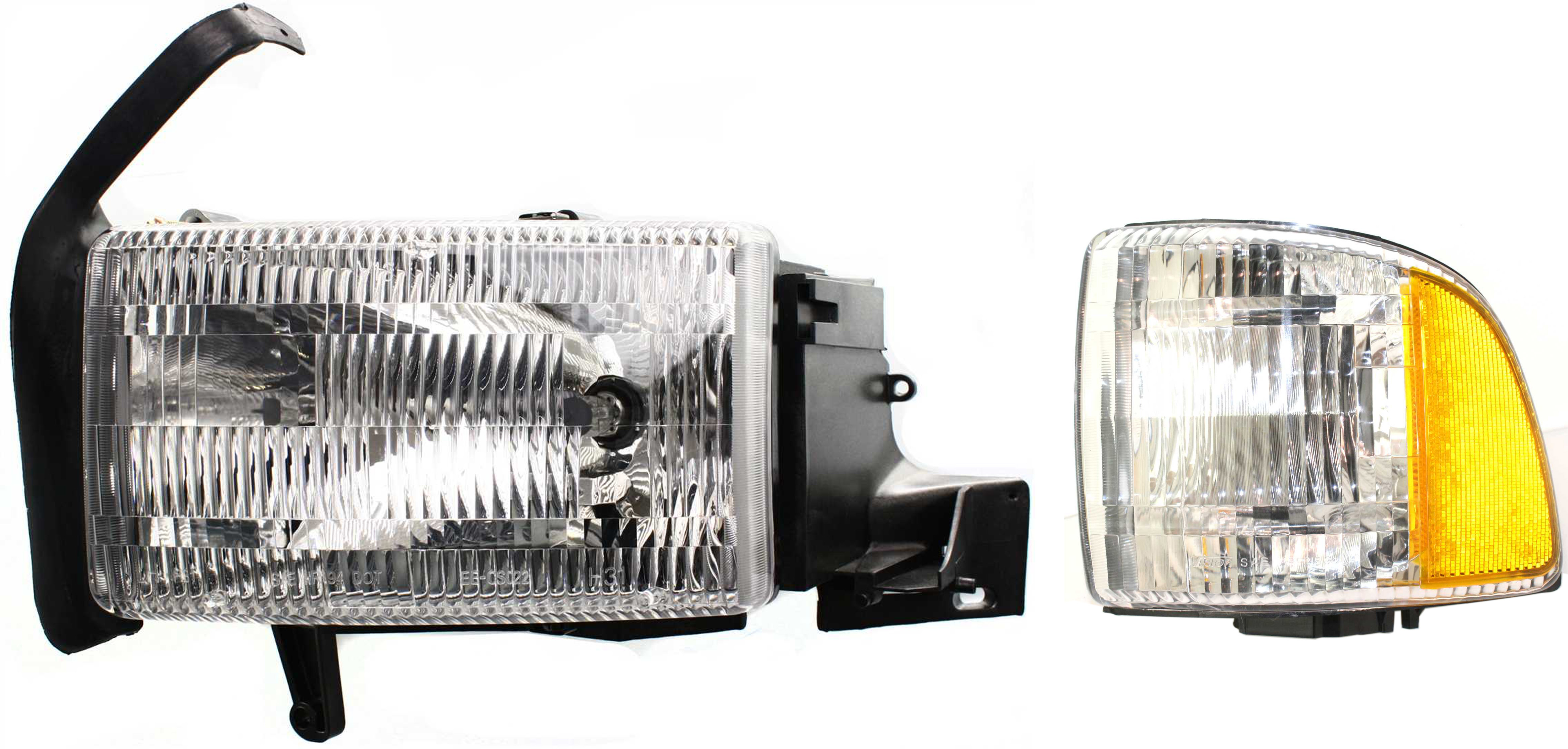 AM DODGE FULL SIZE PICKUP 94-02 HEAD LAMP LH Assembly Halogen 2 pc Kit with Corner Light SKU KIT 060717-25 Partslink CH2520119 OEM 55054781AF PFM 55054781AH 5505