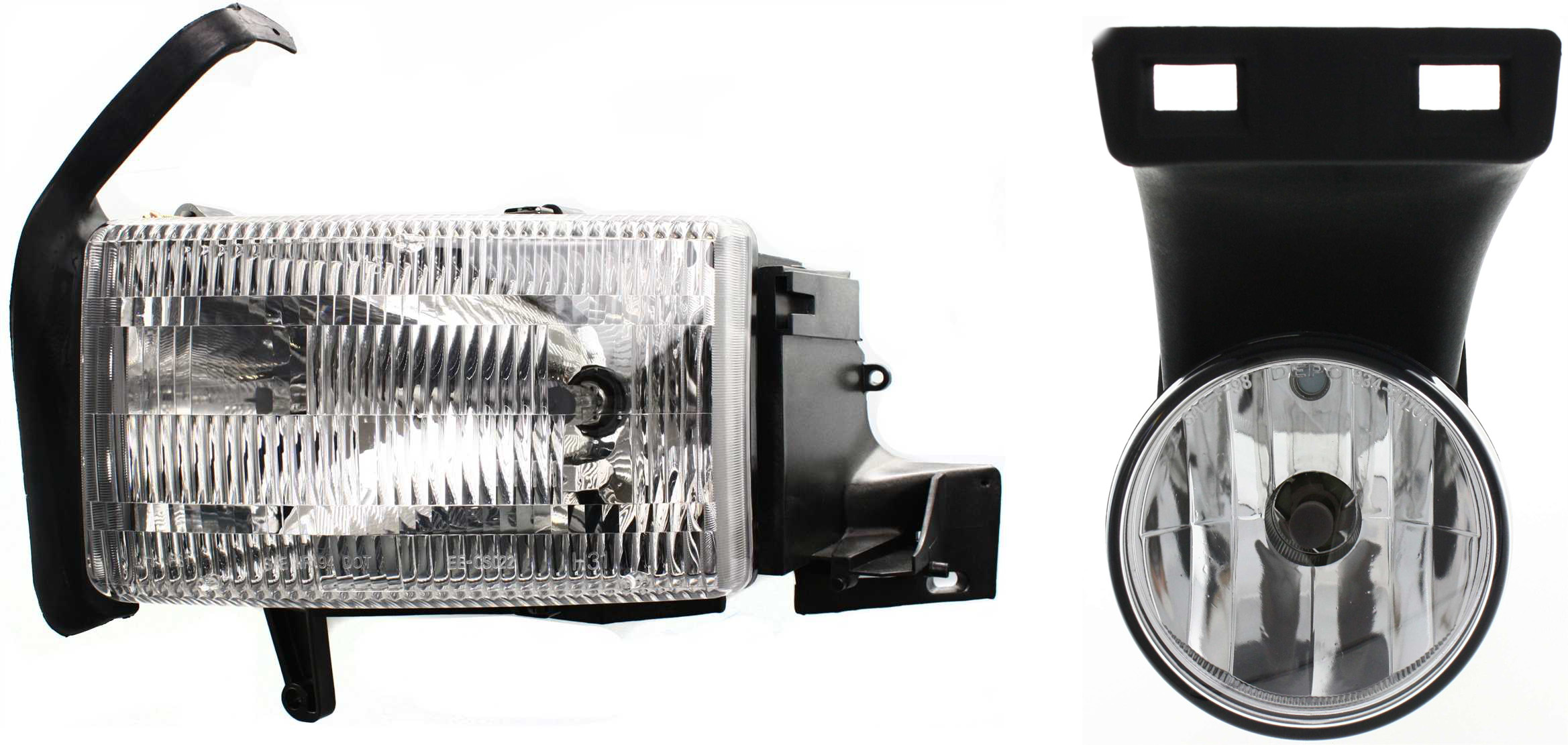 AM DODGE FULL SIZE P U 99-02 HEAD LAMP LH Assembly Halogen 2 pc Kit with Fog Light SKU KIT 060717-31 Partslink CH2592120 OEM 55054781AF PFM 55054781AH 5507