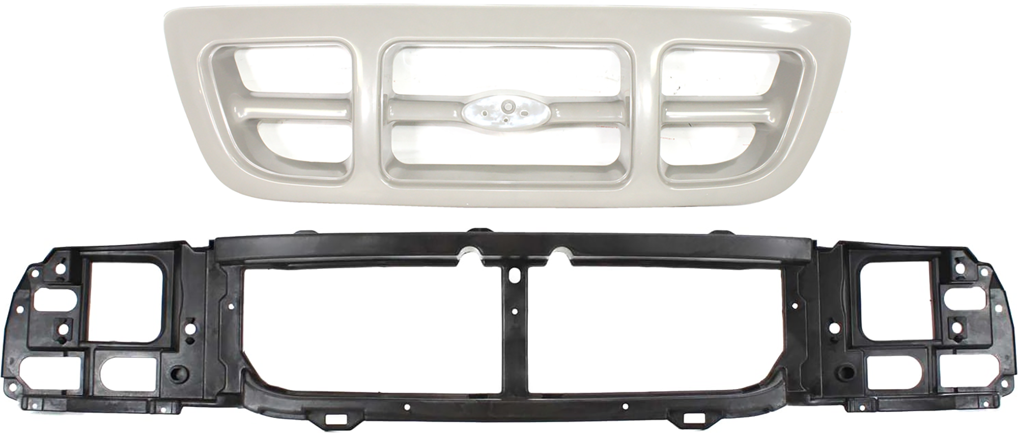 AM RANGER 98-00 GRILLE 2 pc Kit Textured Gray Shell and Insert XL XLT Models Four Wheel Drive with Header Panel SKU KIT 060724-06 Partslink FO1200343 FO1220215 OEM F87Z8200JA XL5Z8A284AA