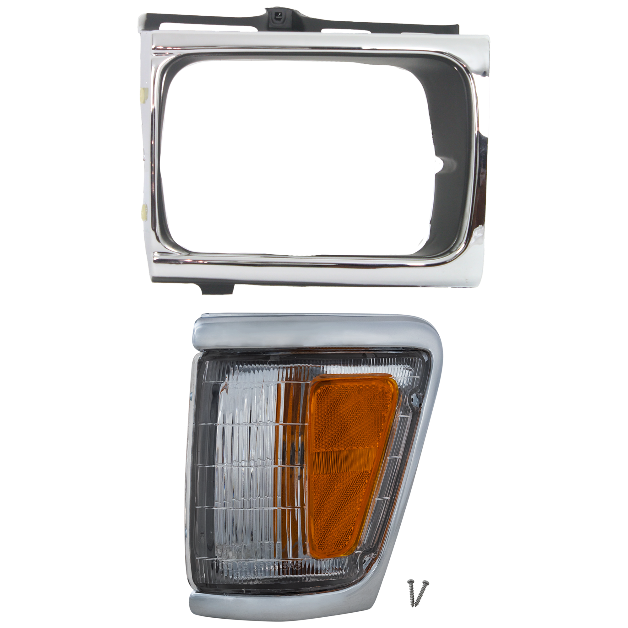 AM TOYOTA PICKUP 92-95 CORNER LAMP LH 2 pc kit Assembly with Chrome Trim 4WD with Headlight Door SKU KIT 060724-19 Partslink TO2520129 TO2512116 OEM 8162035120-5313235071