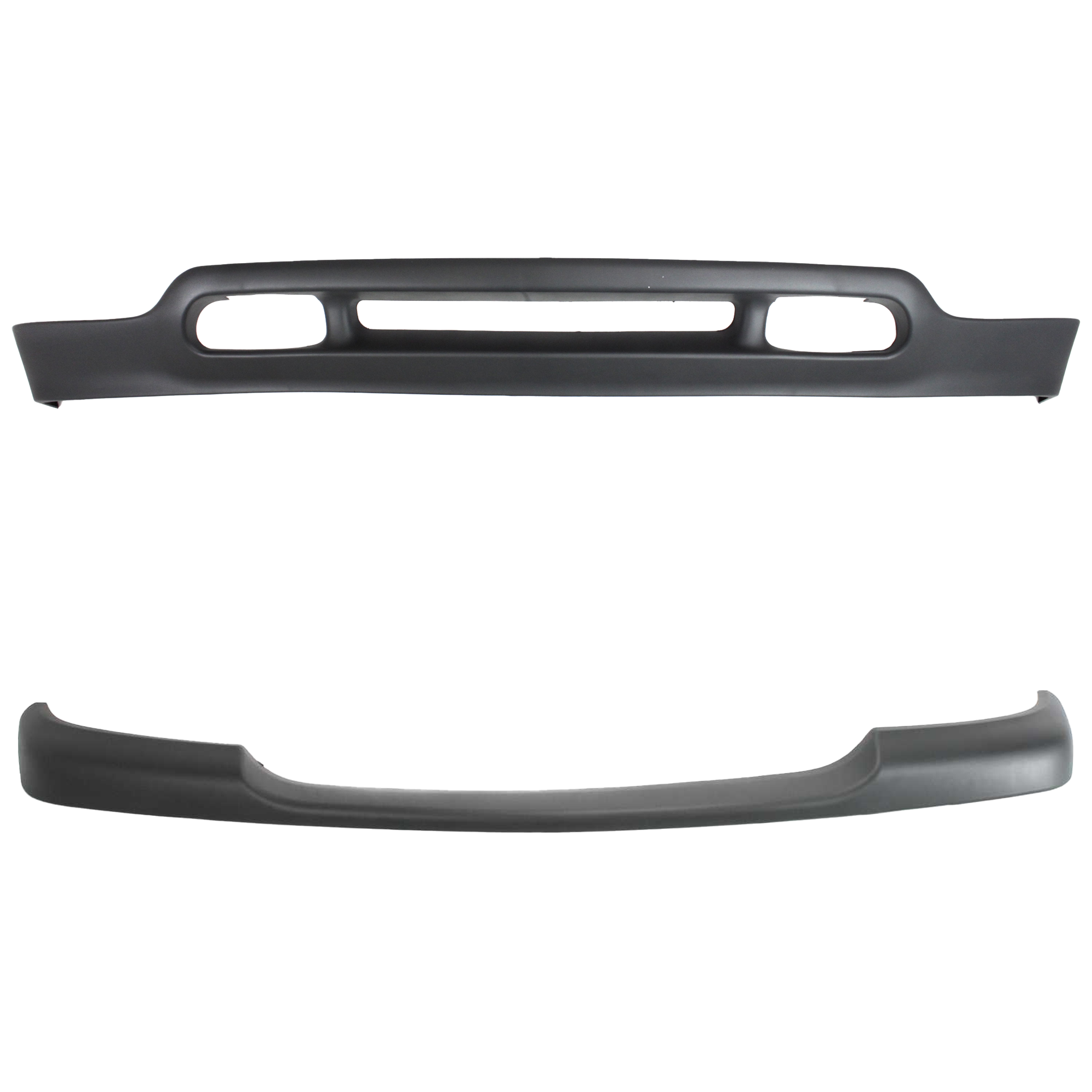 AM SIERRA P U 99-02 FRONT BUMPER MOLDING 2 pc kit Face Bar Trim Black Cap with Valance SKU KIT 060724-21 Partslink GM1051105 GM1092171 OEM 15748374-88980802