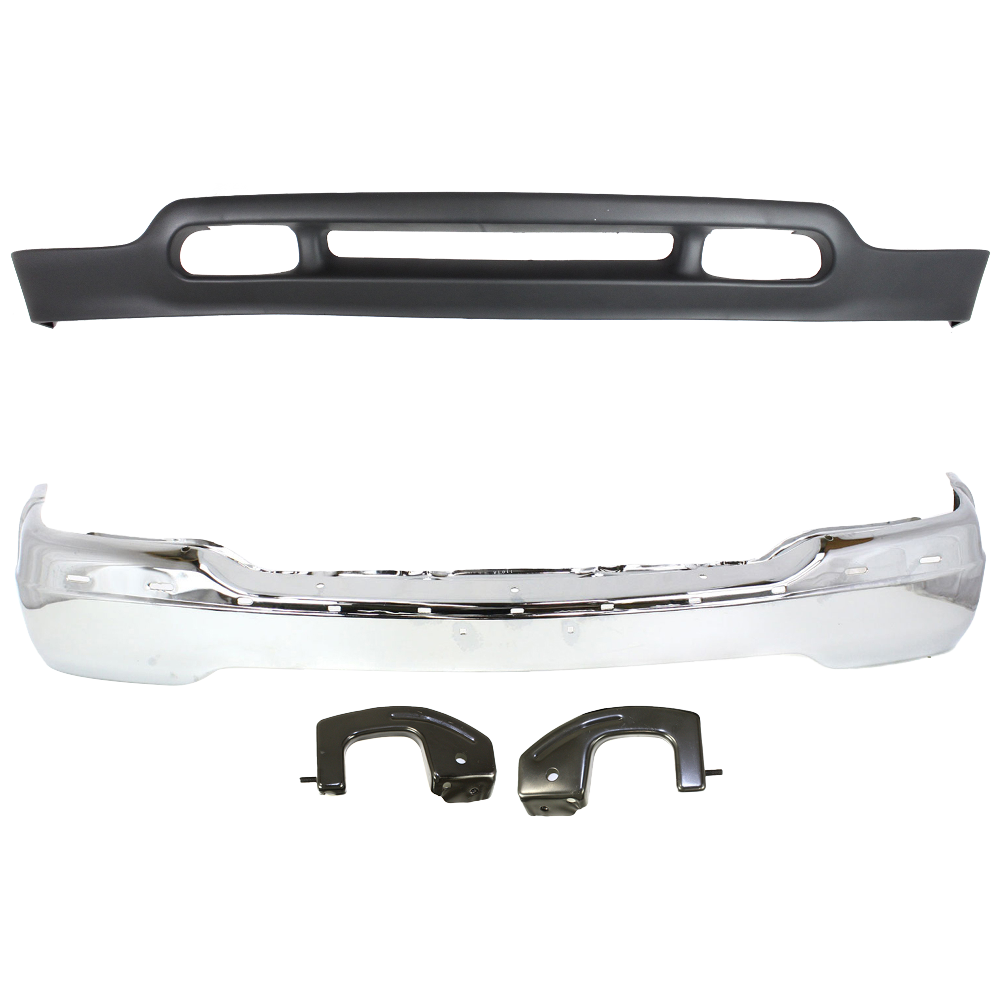 AM SIERRA 1500-99-02 YUKON 00-06 FRONT BUMPER 2 pc kit Chrome with Bracket without Air Holes with Valance SKU KIT 060724-26 Partslink GM1002373 GM1092171 OEM 15758072-88980802