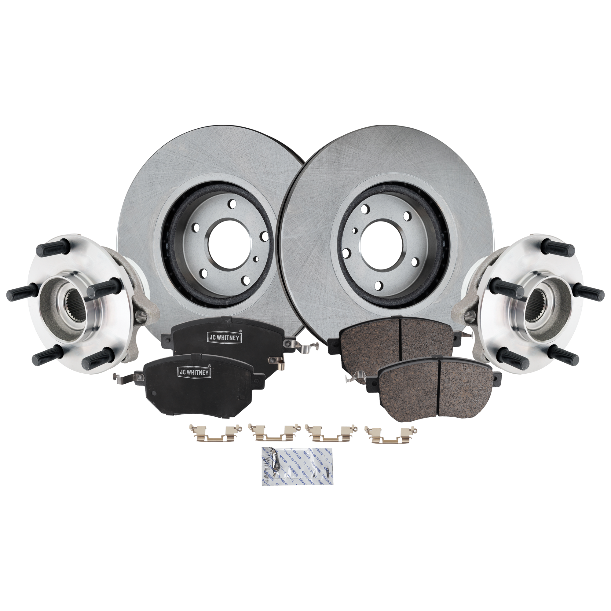 AM MURANO 04-07 FX35-03-05 FRONT BRAKE DISC AND PAD KIT 2 Wheel Set 5 Lugs Ceramic with Brake Disc Brake Pad Set and Wheel Hub SKU KIT 060724-29 OEM 40206CA010-40206EG000-41060CA0
