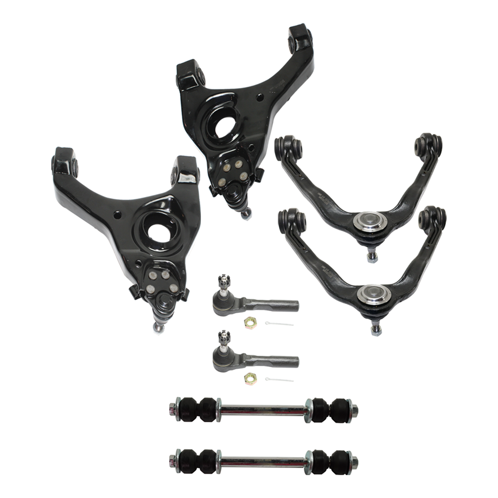 AM SILVERADO SIERRA 1500-99-06 SILVERADO SIERRA 1500 CLASSIC 07-07 FRONT SUSPENSION KIT RH AND LH 8 pc Kit with Control Arm Sway Bar Link and Tie Rod End SKU KIT 060724-53 OEM 12478067-12478068-12475485-150
