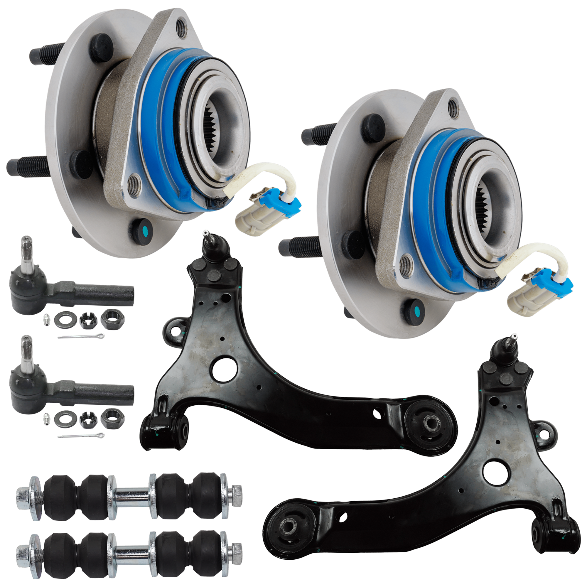 AM CENTURY 97-02 REGAL 97-01 FRONT SUSPENSION KIT RH AND LH 8 pc Kit with Control Arm Sway Bar Link Tie Rod End and Wheel Hub SKU KIT 060724-54 OEM 10344930-10420754-10344931-104