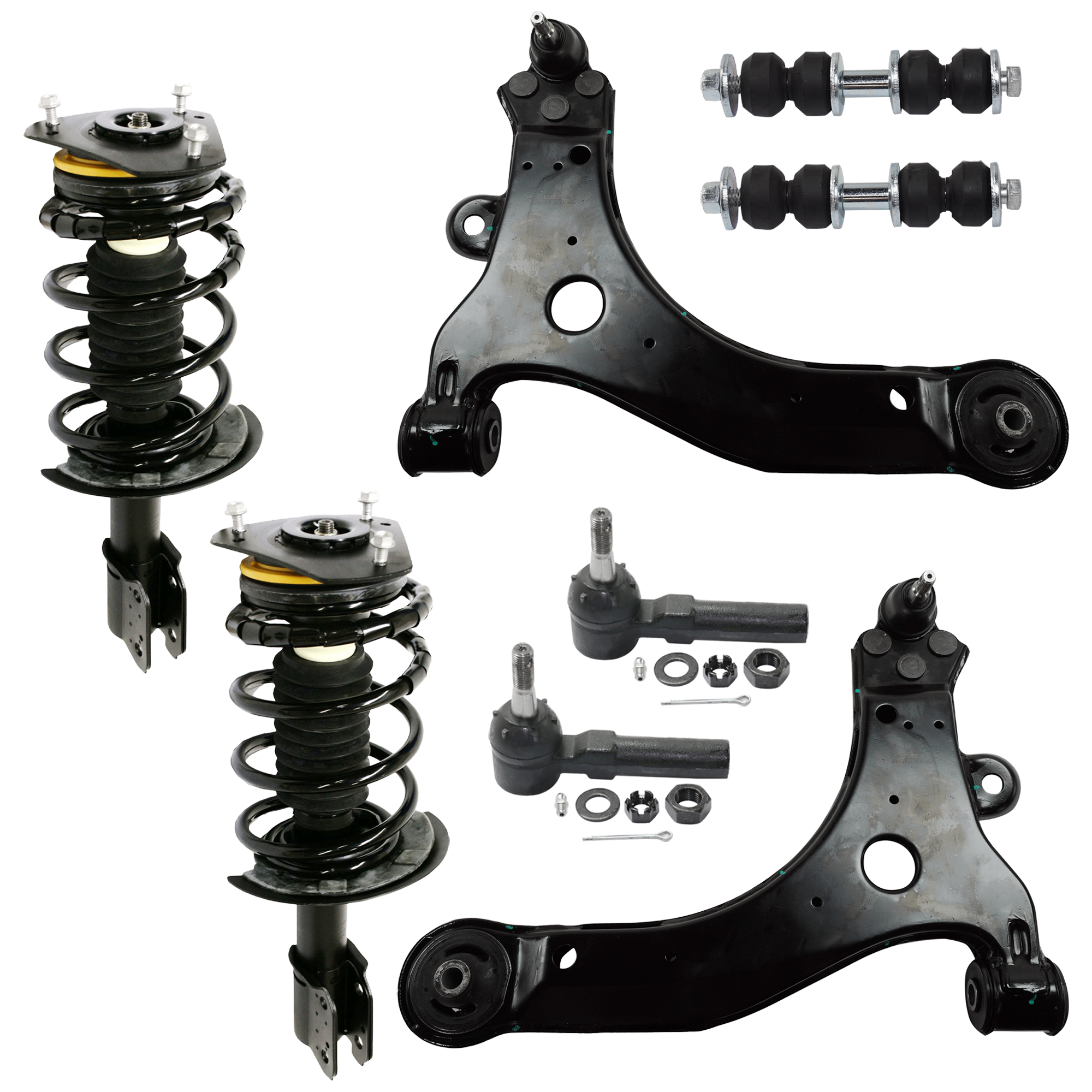 AM CENTURY 97-05 REGAL 97-04 FRONT SUSPENSION KIT RH AND LH 8 pc kit with Control Arm Shock Absorber and Strut Assembly Sway Bar Link and Tie Rod End SKU KIT 060724-55 OEM 10344931-10420753-10344930-104