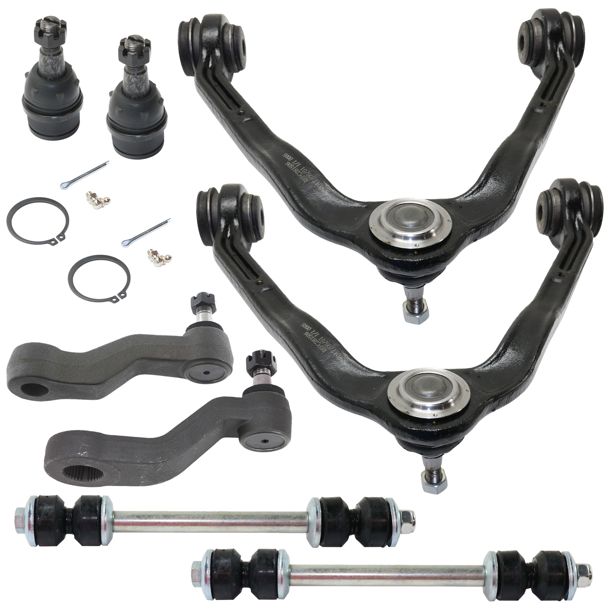 AM SILVERADO SIERRA 1500-99-06 FRONT SUSPENSION KIT RH AND LH 8 pc Kit with Ball Joint Control Arm Idler Arm Pitman Arm and Sway Bar Link SKU KIT 060724-59 OEM 104327-2601528-5051272-1247