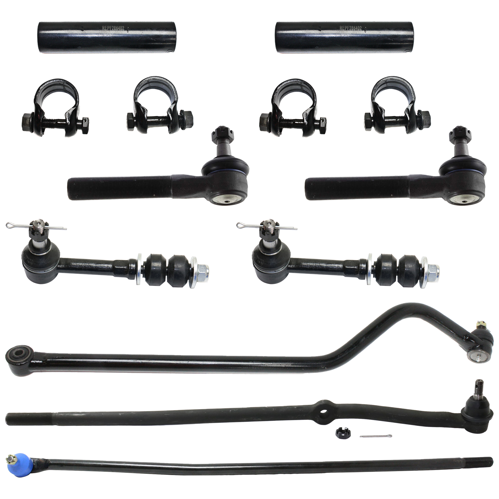 AM RAM 1500-2500-98-99 FRONT SUSPENSION KIT 9 pc kit with Sway Bar Link Tie Rod Adjusting Sleeve Tie Rod End and Track Bar SKU KIT 060724-60 OEM 265-144-354-512-345-000-000-000-000