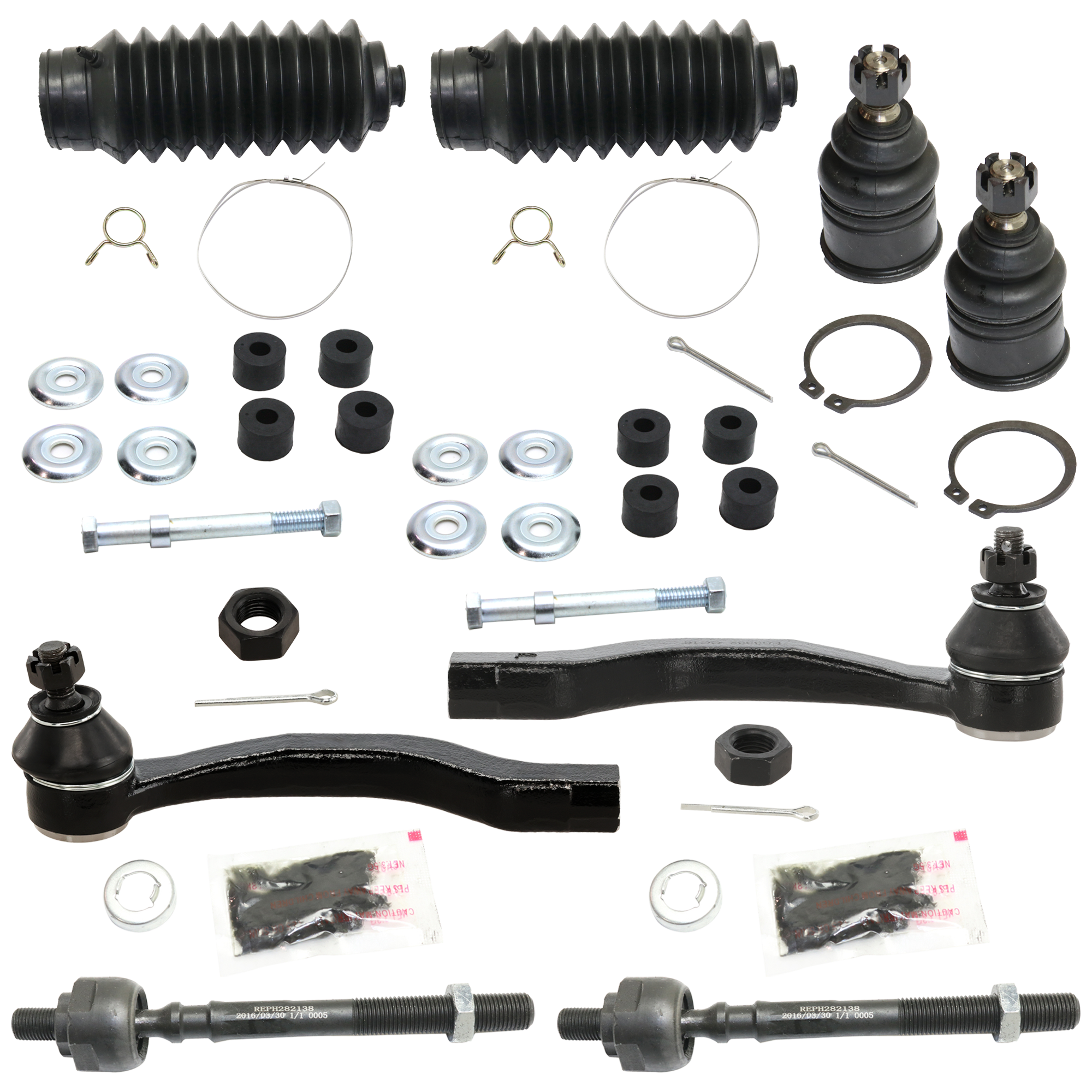 AM CIVIC 96-00 FRONT SUSPENSION KIT RH AND LH 10 pc Kit with Ball Joint Steering Rack Boot Sway Bar Link and Tie Rod End SKU KIT 060724-63 OEM 104216-254007-1014786-2601427