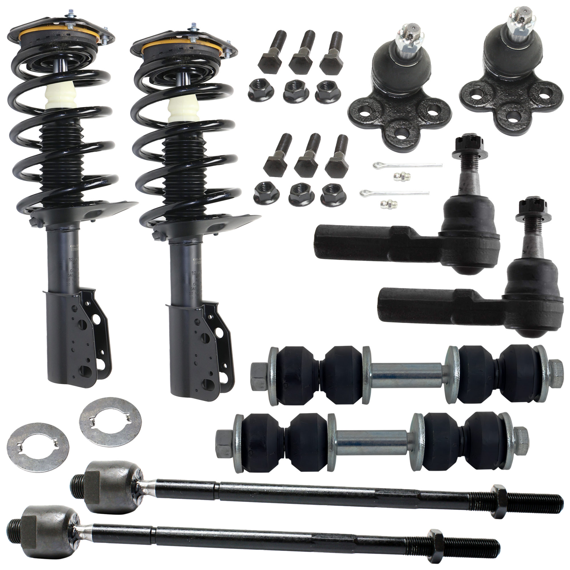 AM PARK AVENUE 98-05 FRONT SUSPENSION KIT 10 pc kit with Ball Joint Shock Absorber and Strut Assembly Sway Bar Link and Tie Rod End SKU KIT 060724-64 OEM 2601597-5051324-19144074-25