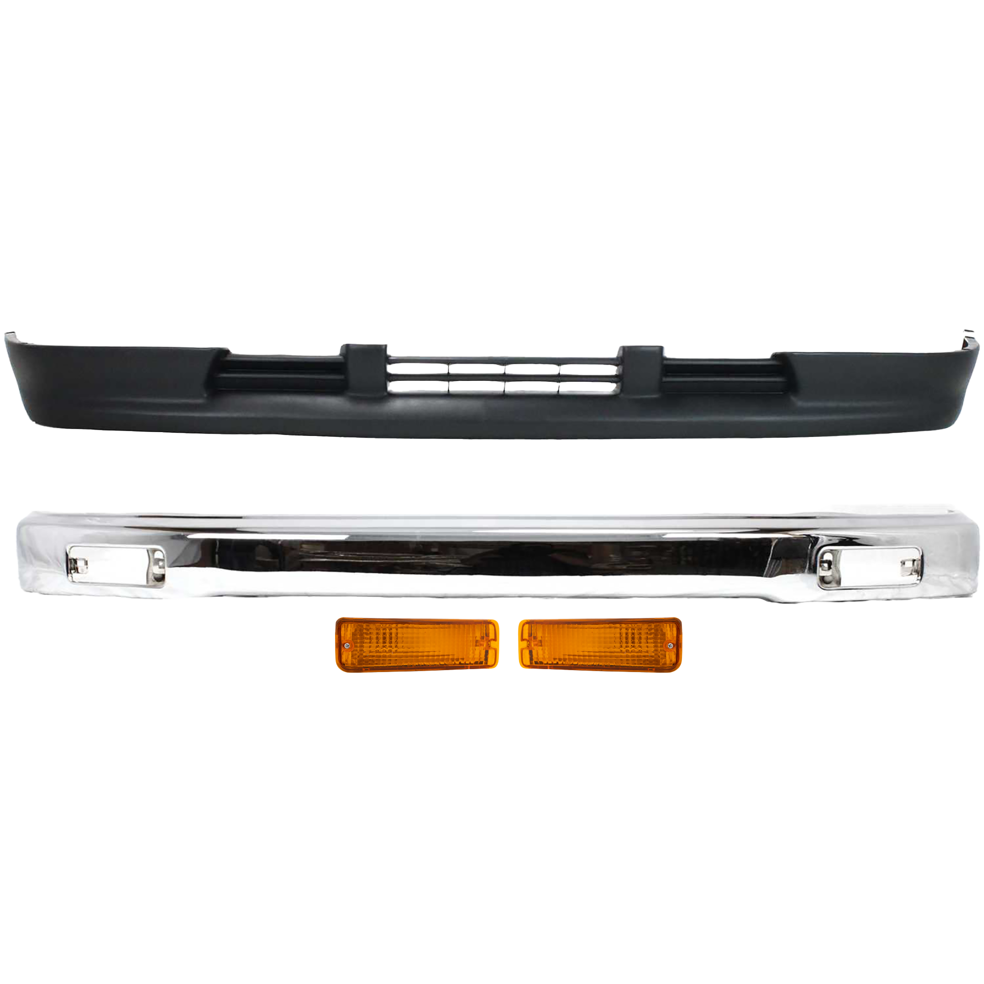 AM T100-93-98 FRONT BUMPER 4 pc Kit Includes Valance and Turn Signal Light SKU KIT 060817-01 Partslink TO1002127 TO2531118 TO2530118 TO1095167 OEM 5210134020-8151034010-81520340