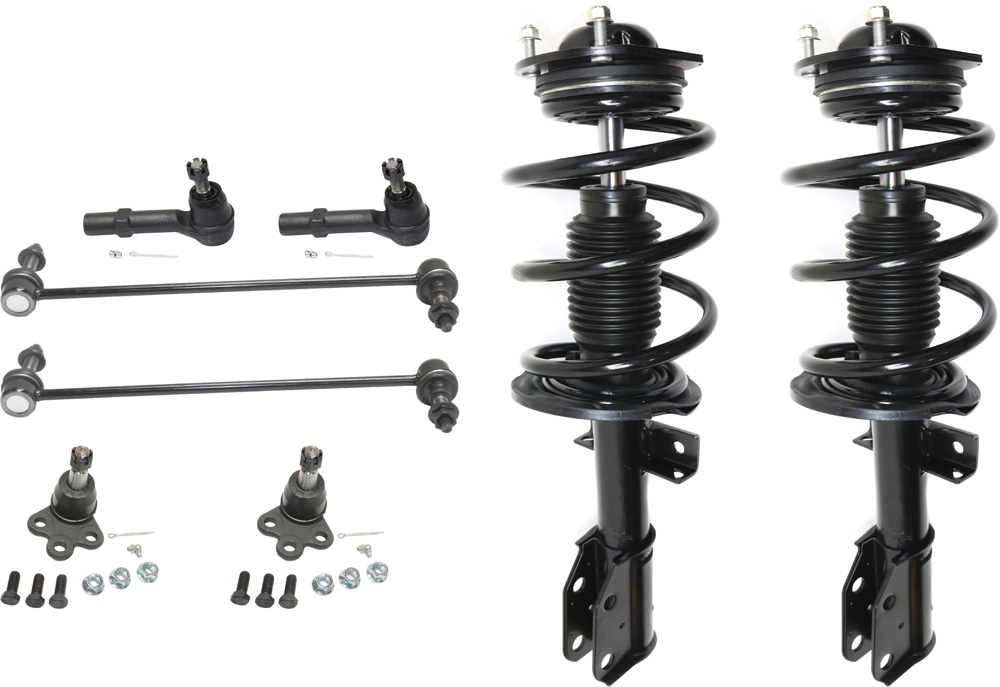 AM ACADIA 07-12 FRONT SUSPENSION KIT RH AND LH 8 pc Kit with Ball Joints Loaded Struts Sway Bar Links and Tie Rod Ends SKU KIT 060817-07 OEM 2601788-5051468-15863690-45D14