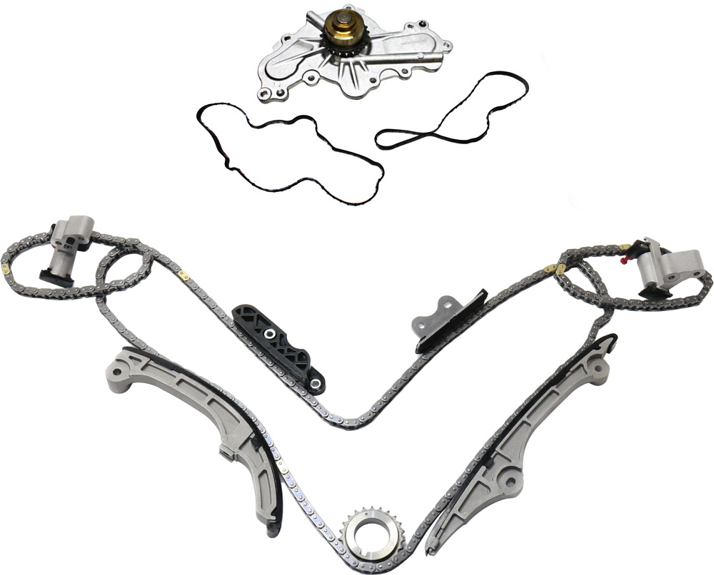 AM CX 9-07-11 MKZ 07-10 TIMING CHAIN KIT 2 pc kit with Water Pump SKU KIT 060817-10 OEM 7T4Z8501B 7T4Z8501C