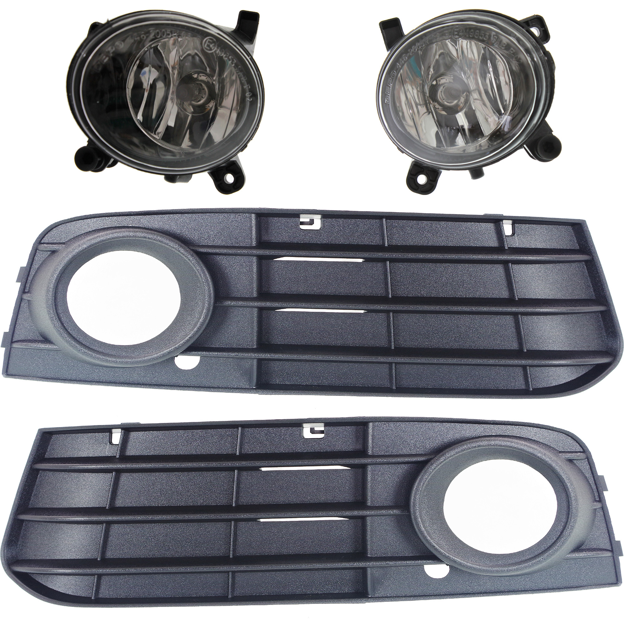 AM A4 A4 QUATTRO 09-12 FOG LAMP RH AND LH 4 pc kit Assembly Halogen includes Fog Light Trim SKU KIT 060817-11 Partslink AU2593115 AU2592115 AU1038119 AU1039119 OEM 8T0941700J 8T0941699J 8K080768