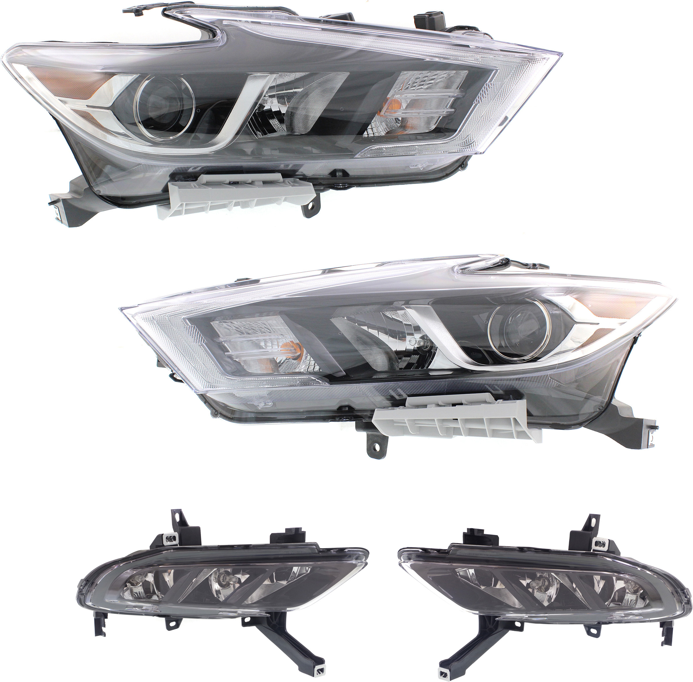 AM MAXIMA 16-18 HEAD LAMP RH AND LH Assembly Halogen 4 pc Kit with Fog Lights SKU KIT 060817-48 Partslink NI2503235 NI2502235 NI2592134 NI2593134 OEM 260104RF9B 260104RF0B 260604RF