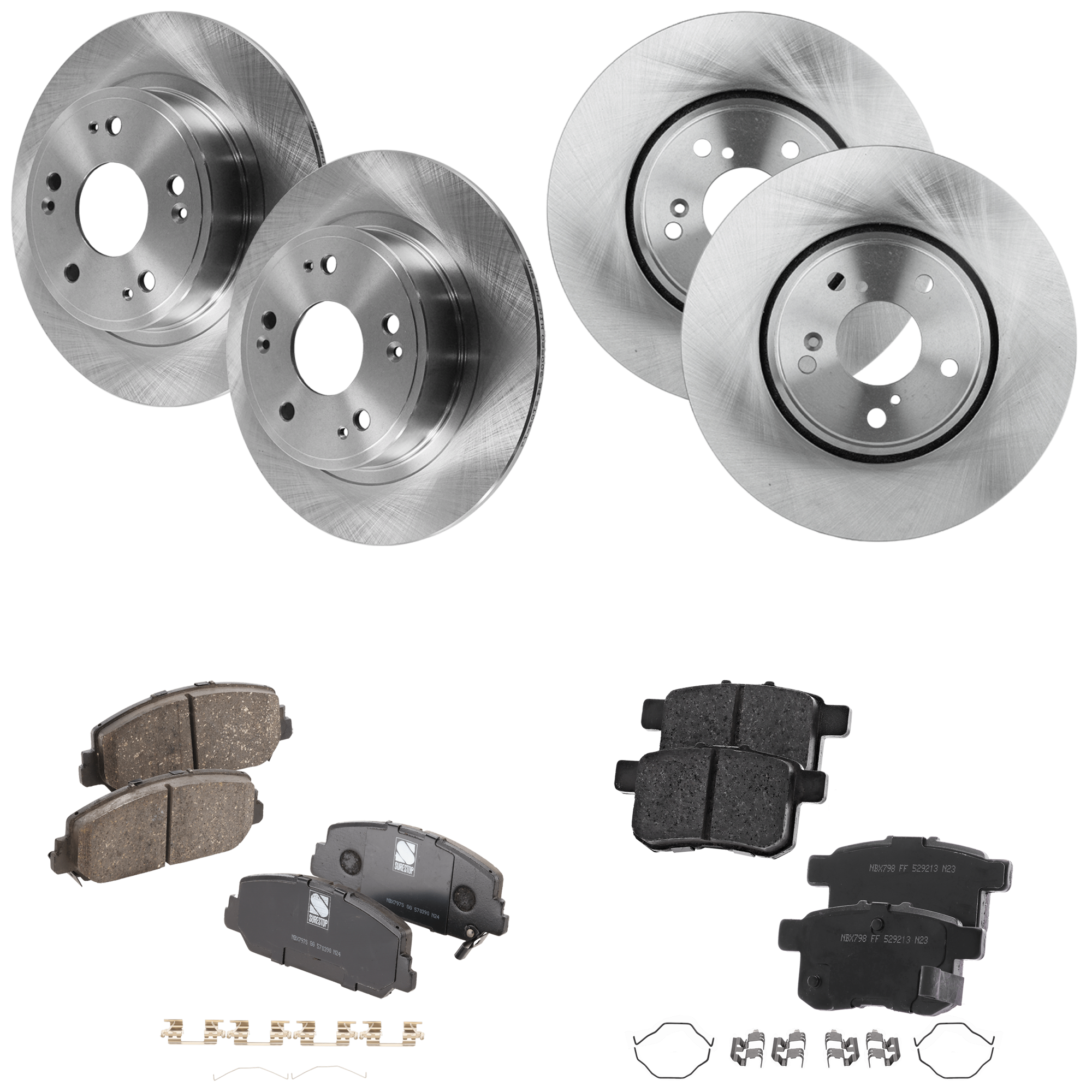 AM ACCORD 16-17 FRONT AND REAR BRAKE DISC AND PAD KIT 4 Wheel Set SKU KIT 060823-01 OEM 42510SFY000-42510TA0A00-42510T