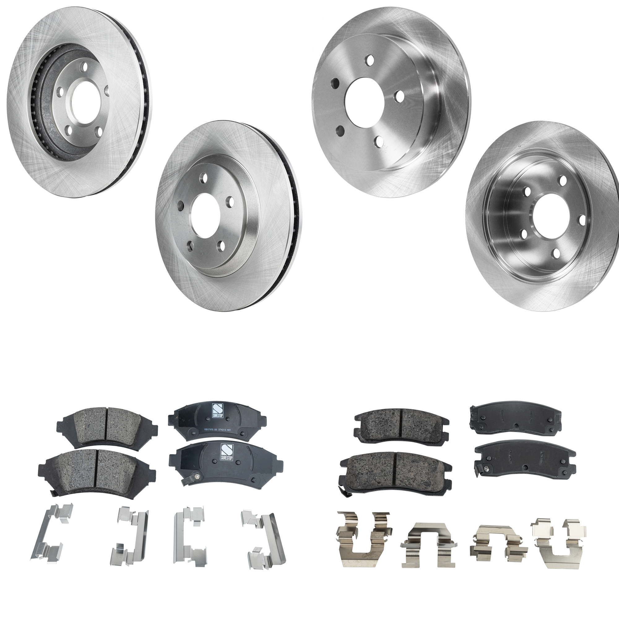 AM IMPALA MONTE CARLO 05-05 FRONT AND REAR BRAKE DISC AND PAD KIT 4 Wheel Set SKU KIT 060823-02 OEM 180-213-545-691-075-000-000-000-000
