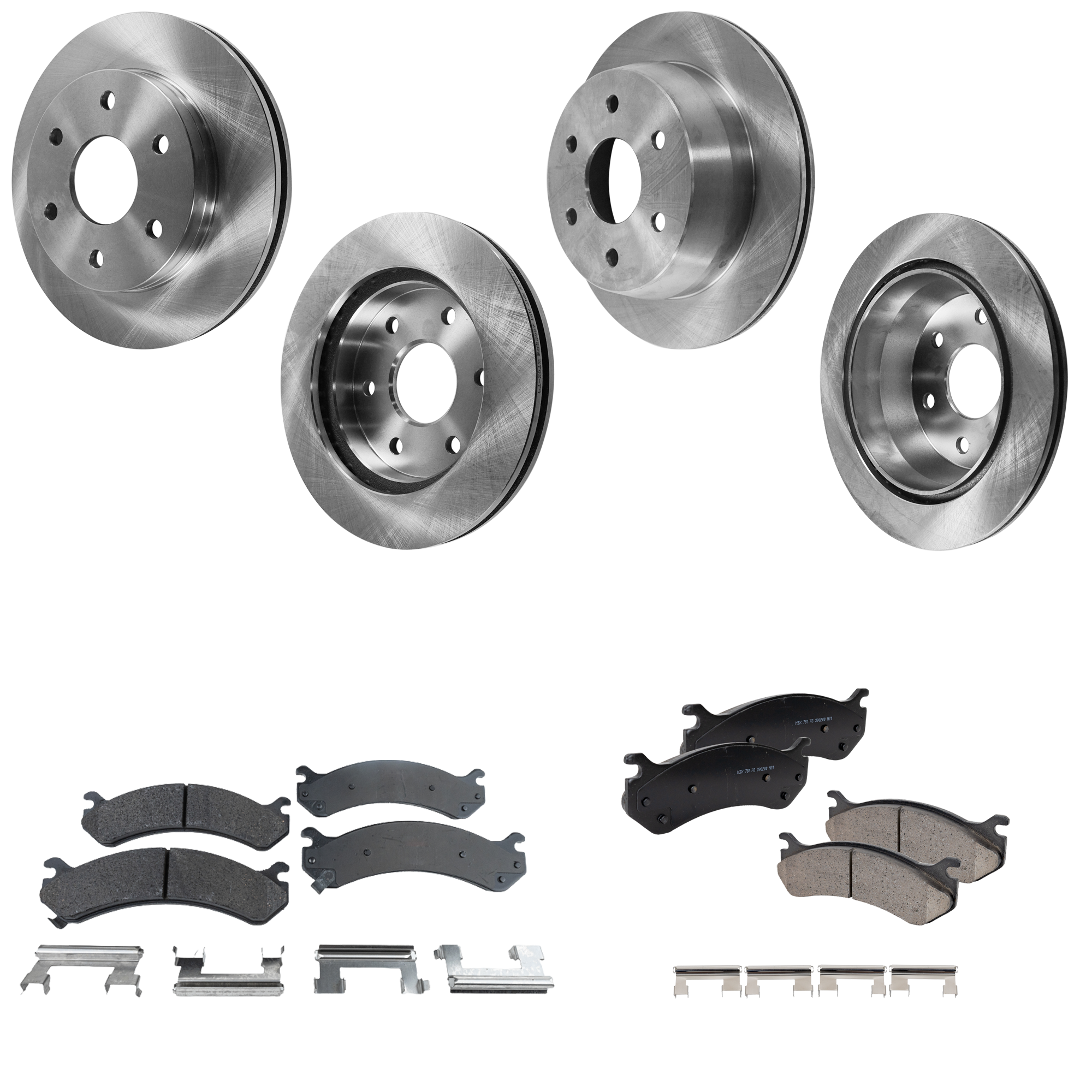 AM SIERRA 1500 HD SILVERADO 1500 HD 01-01 FRONT AND REAR BRAKE DISC AND PAD KIT 8 pc Kit SKU KIT 060823-06 OEM 18060214-15716362-19241877-192