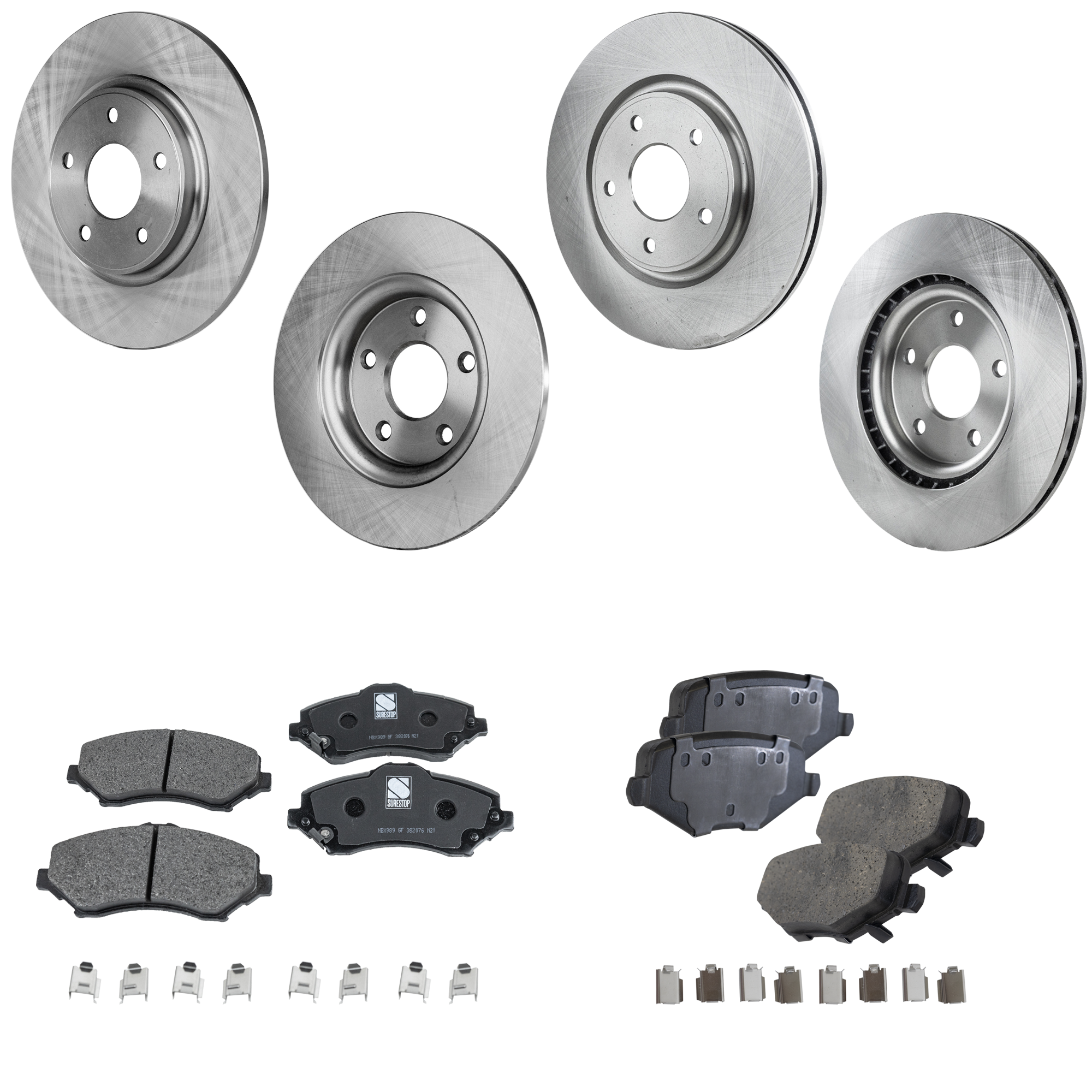 AM JOURNEY 13-13 ROUTAN 13-14 FRONT AND REAR BRAKE DISC AND PAD KIT 4 Wheel Set SKU KIT 060823-11 OEM 43179-53068-780964-850313-6004