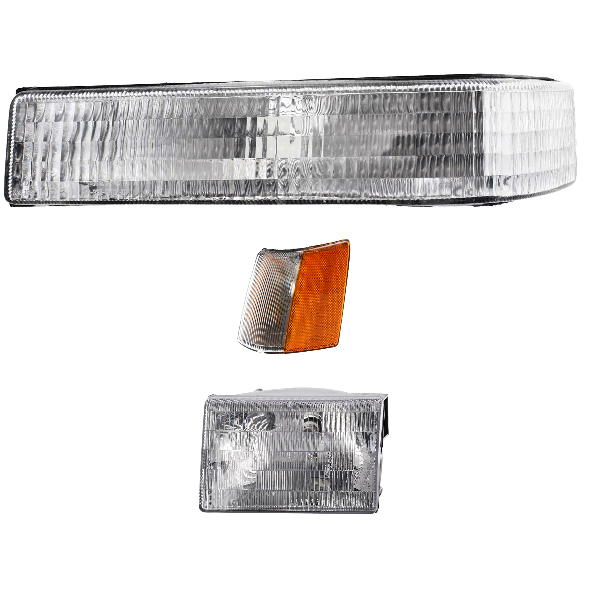 AM GRAND CHEROKEE 93-98 HEAD LAMP LH Assembly Halogen Canada USA Built Vehicle 3 pc kit with Corner Light and Turning Signal Light SKU KIT 060824-05 Partslink CH2502104 CH2520121 CH2520128 OEM 55155127-55055119AB 56005105-5