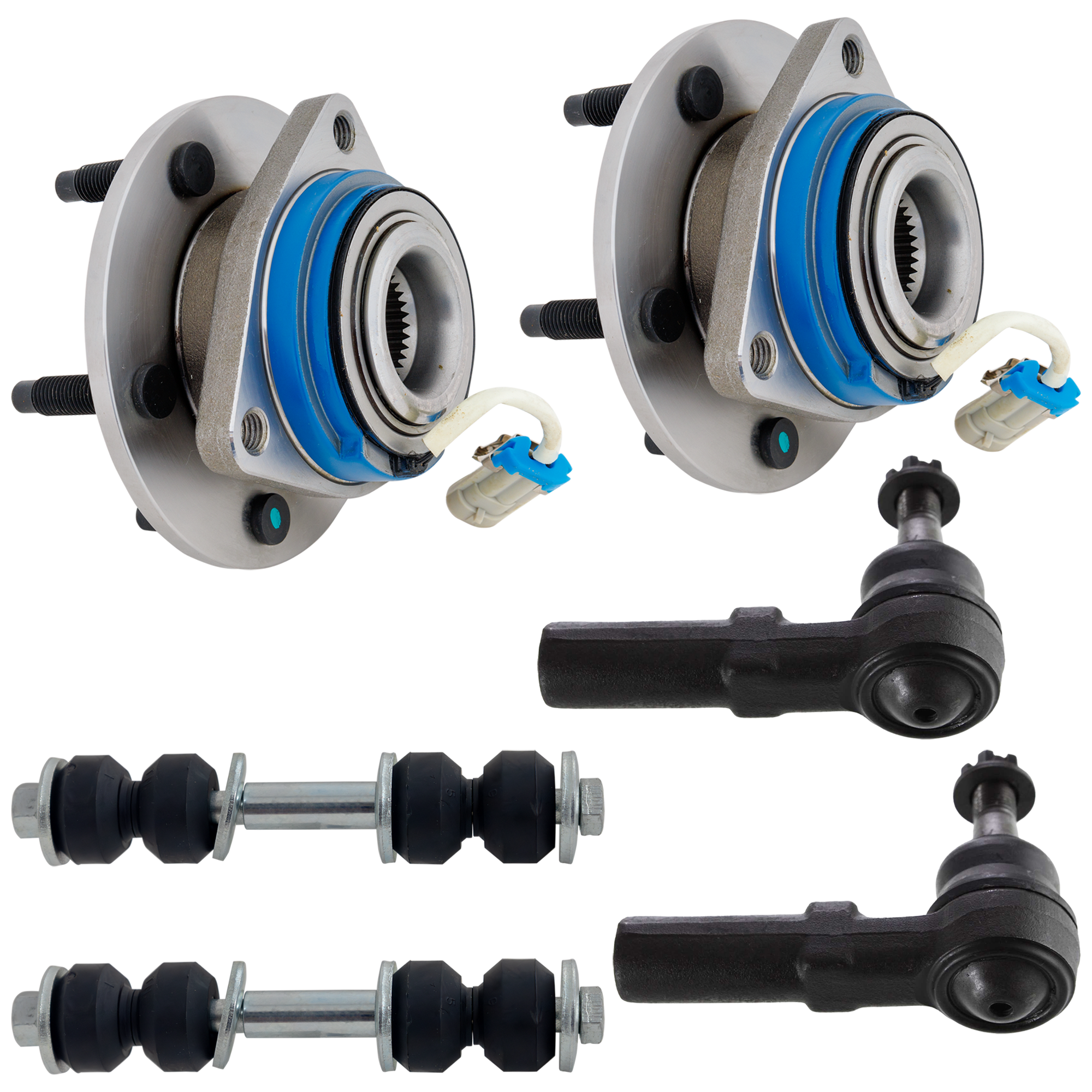 AM CENTURY 97-01 RENDEZVOUS 02-06 FRONT AND REAR SUSPENSION KIT RH AND LH 6 pc Kit with Sway Bar Link Tie Rod End and Wheel Hub SKU KIT 060824-13 OEM 684011-2652051-5451000-5451068