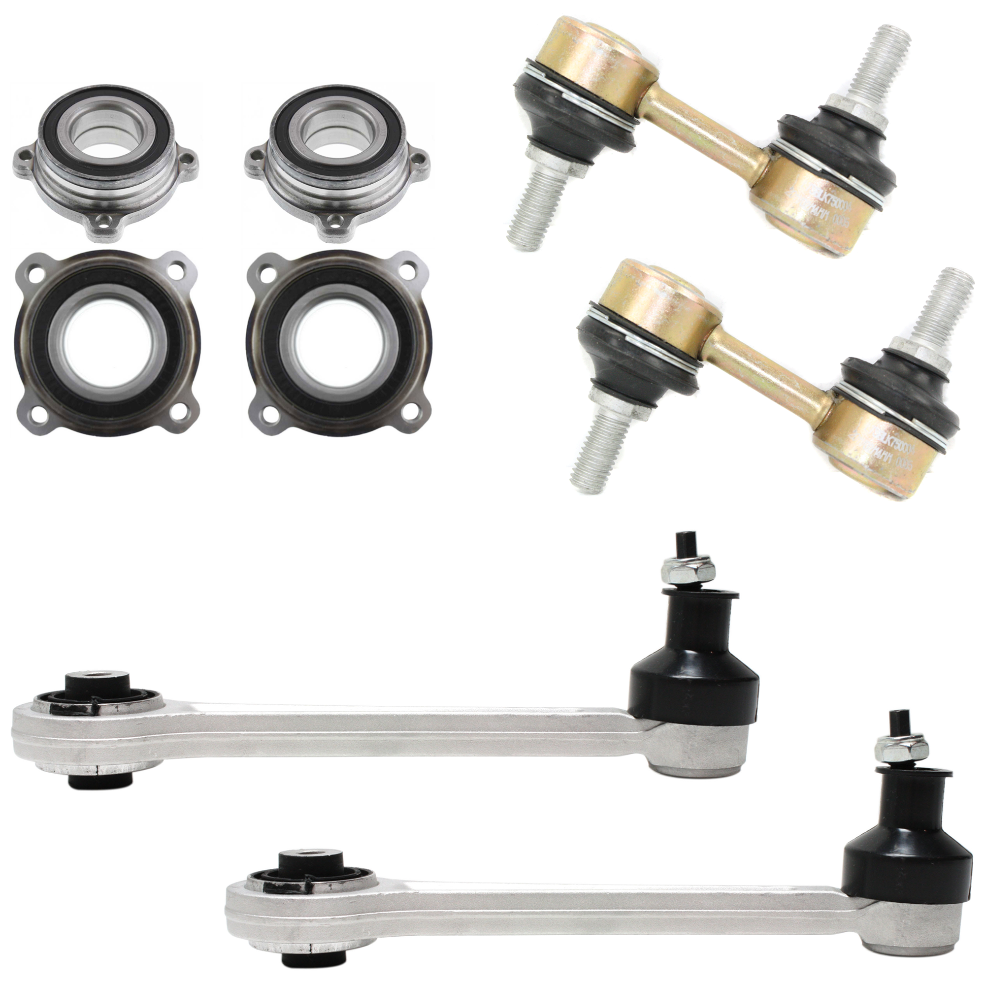 AM 5 SERIES 97-02 REAR SUSPENSION KIT RH AND LH Frontward Arm 6 pc Kit with Control Arm Sway Bar Link and Wheel Bearing SKU KIT 060824-16 OEM 33326768791-1015731-2651493-54