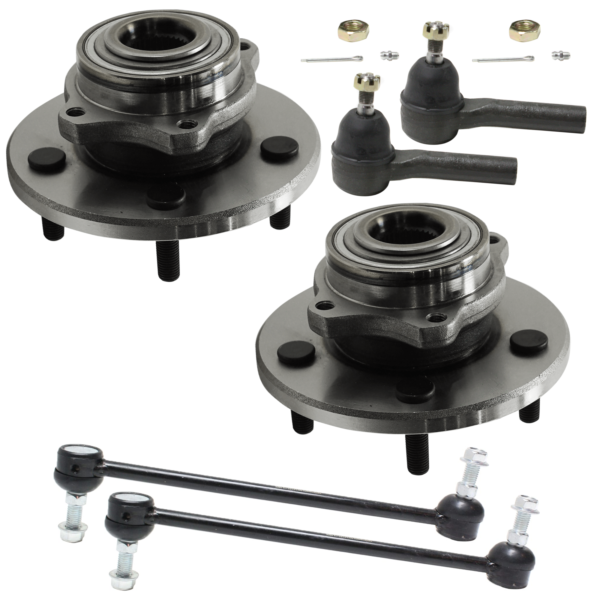 AM PACIFICA 07-08 FRONT SUSPENSION KIT 6 pc kit 5 Studs with Sway Bar Links Tie Rod Ends and Wheel Hubs SKU KIT 060824-19 OEM 18189-687000-2652212-4694855-5