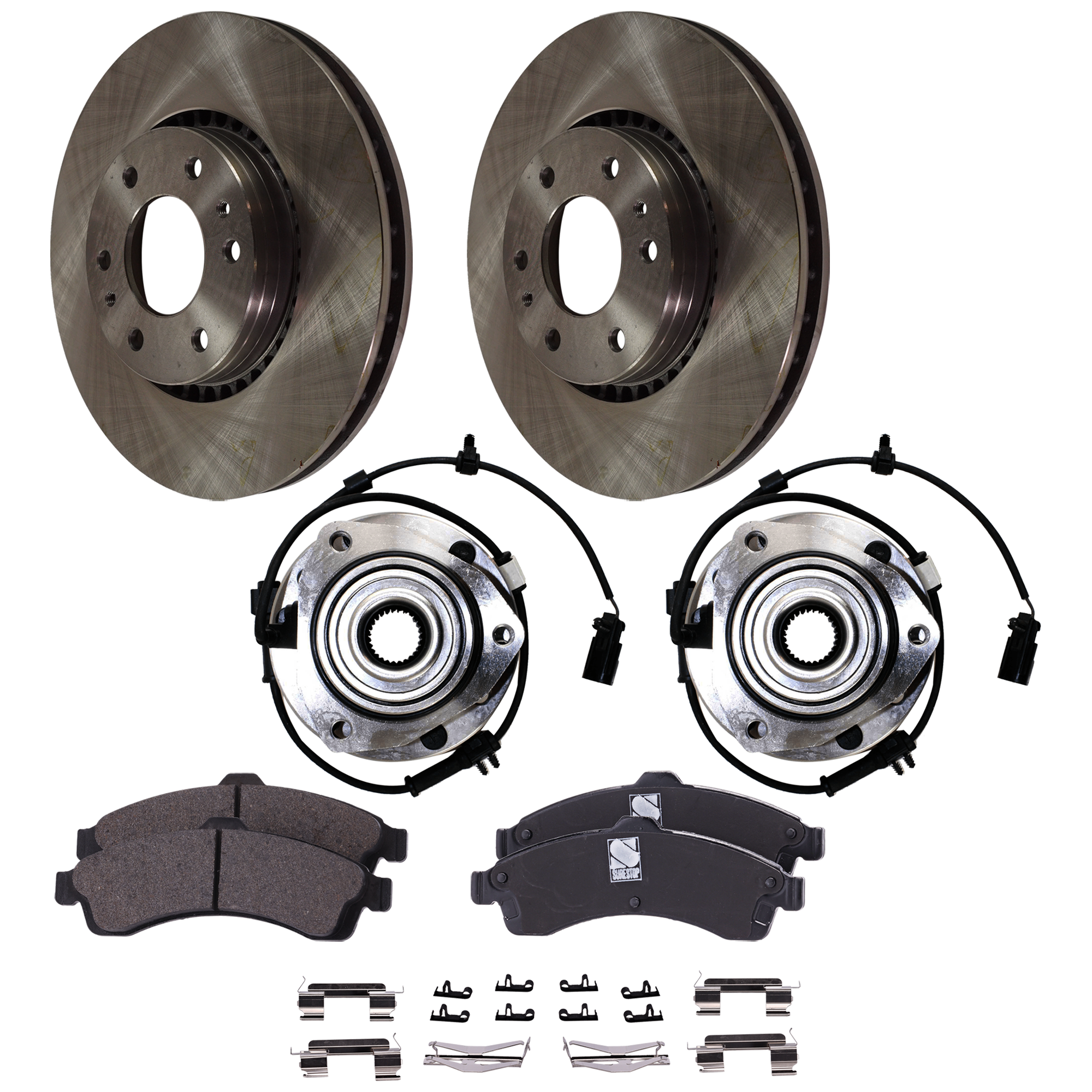 AM TRAILBLAZER EXT 02-05 ENVOY 05-05 FRONT BRAKE DISC AND PAD KIT 6 pc Kit SKU KIT 060824-20 OEM 18060665-25826103-12497782-812