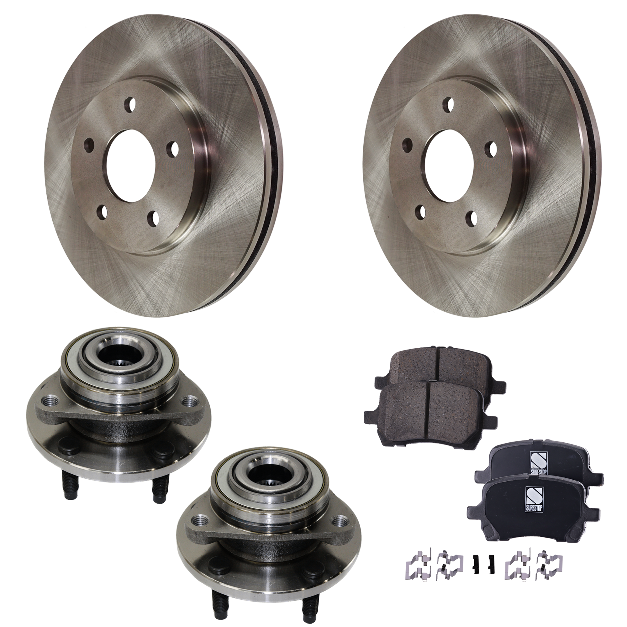 AM HHR 06-11 FRONT BRAKE DISC AND PAD KIT 5 pc kit FWD Non ABS 2 Wheel Set SKU KIT 060824-22 OEM 102461-513237-713237-7300377-7