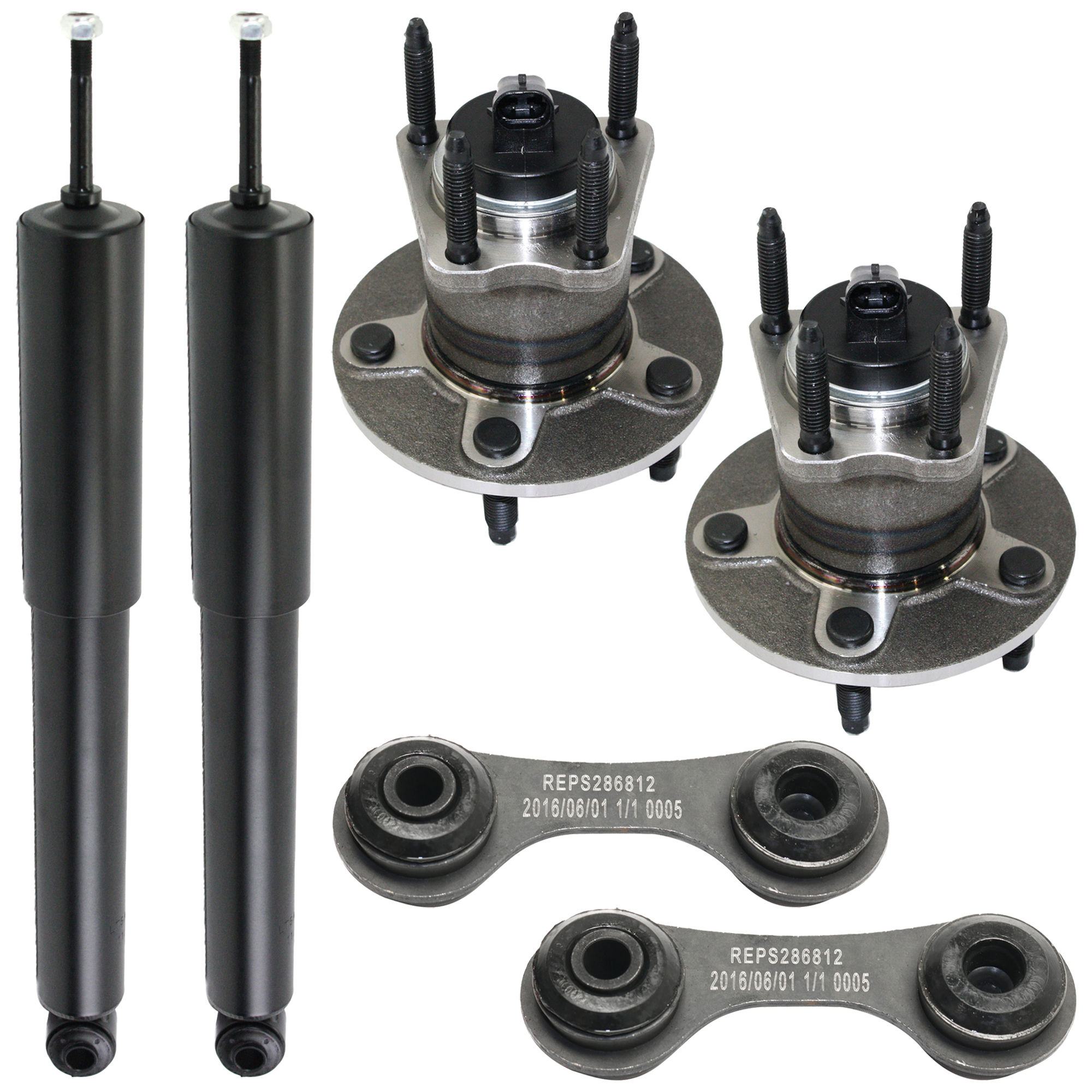 AM MALIBU 04-12 REAR SUSPENSION KIT RH AND LH Gas Charged Twin Tube Construction 6 pc Kit with Shock Absorber Sway Bar Link and Wheel Hub SKU KIT 060824-23 OEM 19241359-15910695-10363555-444