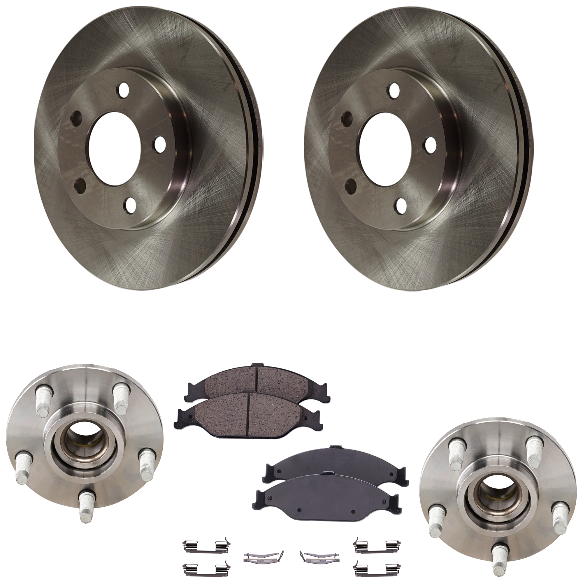 AM MUSTANG 99-04 FRONT BRAKE DISC AND PAD KIT 5 pc kit 2 Wheel Set Plain Surface SKU KIT 060824-35 OEM 513115-713115-7250038-1R332B63