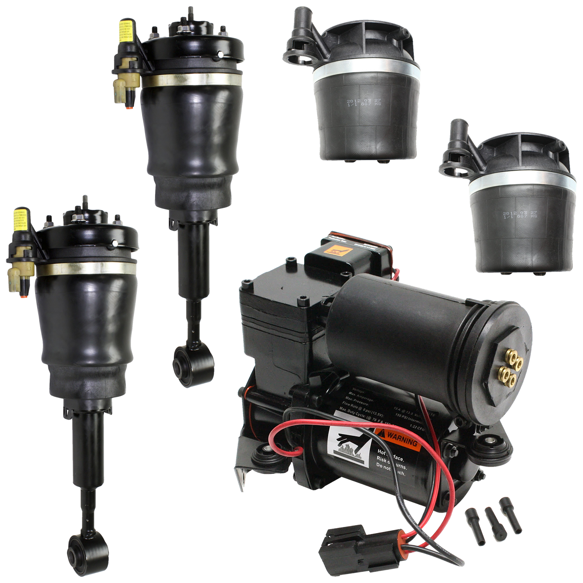 AM EXPEDITION NAVIGATOR 03-06 FRONT AND REAR SUSPENSION KIT RH AND LH 5 pc kit with Air Suspension Compressor and Air Spring SKU KIT 060824-38 OEM 1L1Z5319AA 1L1Z5319BA 6L1Z5319