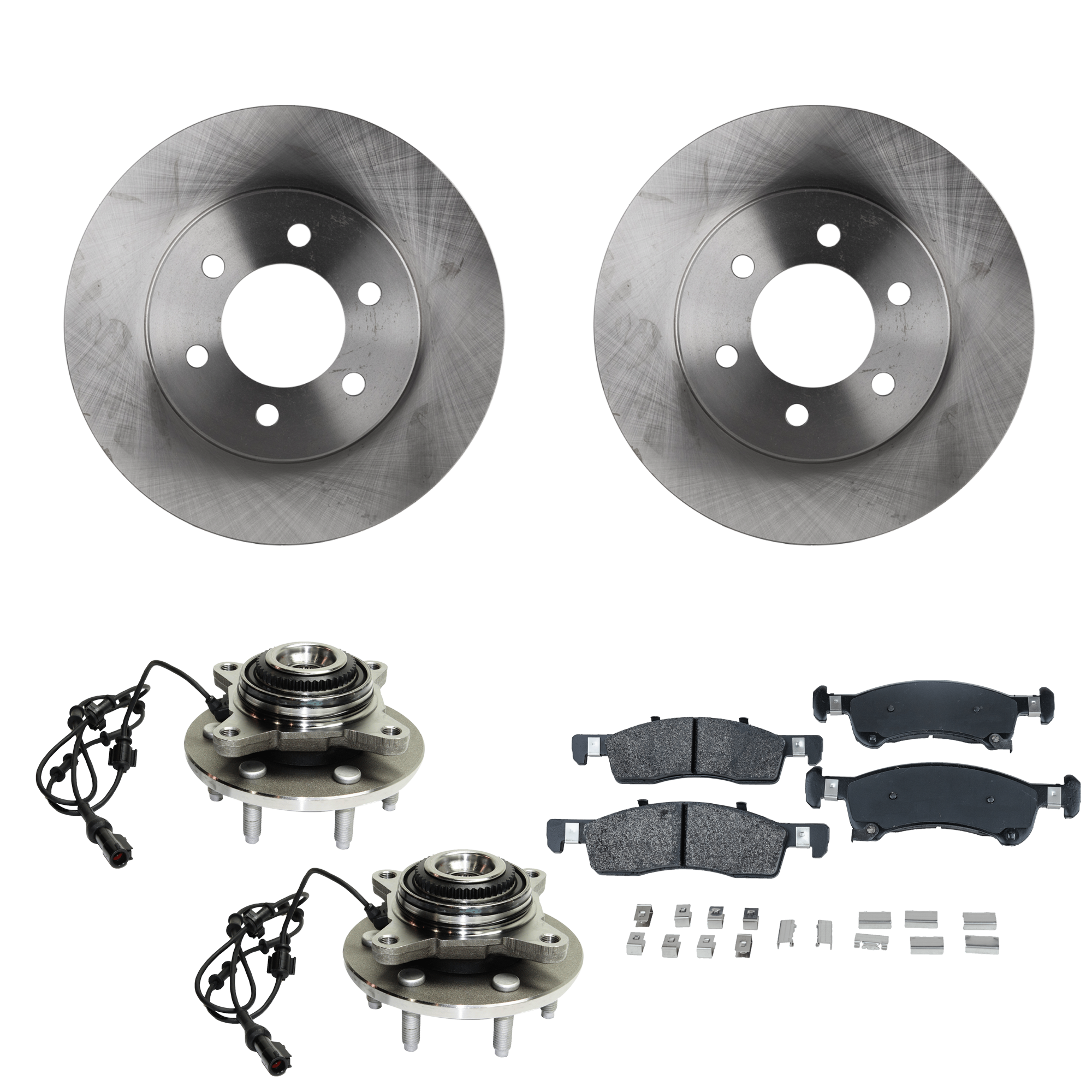 AM EXPEDITION NAVIGATOR 03-06 FRONT BRAKE DISC AND PAD KIT 5 pc kit 2 Wheel Set SKU KIT 060824-41 OEM 2L1Z1125AA 6L1Z1125A 2L1Z2001A