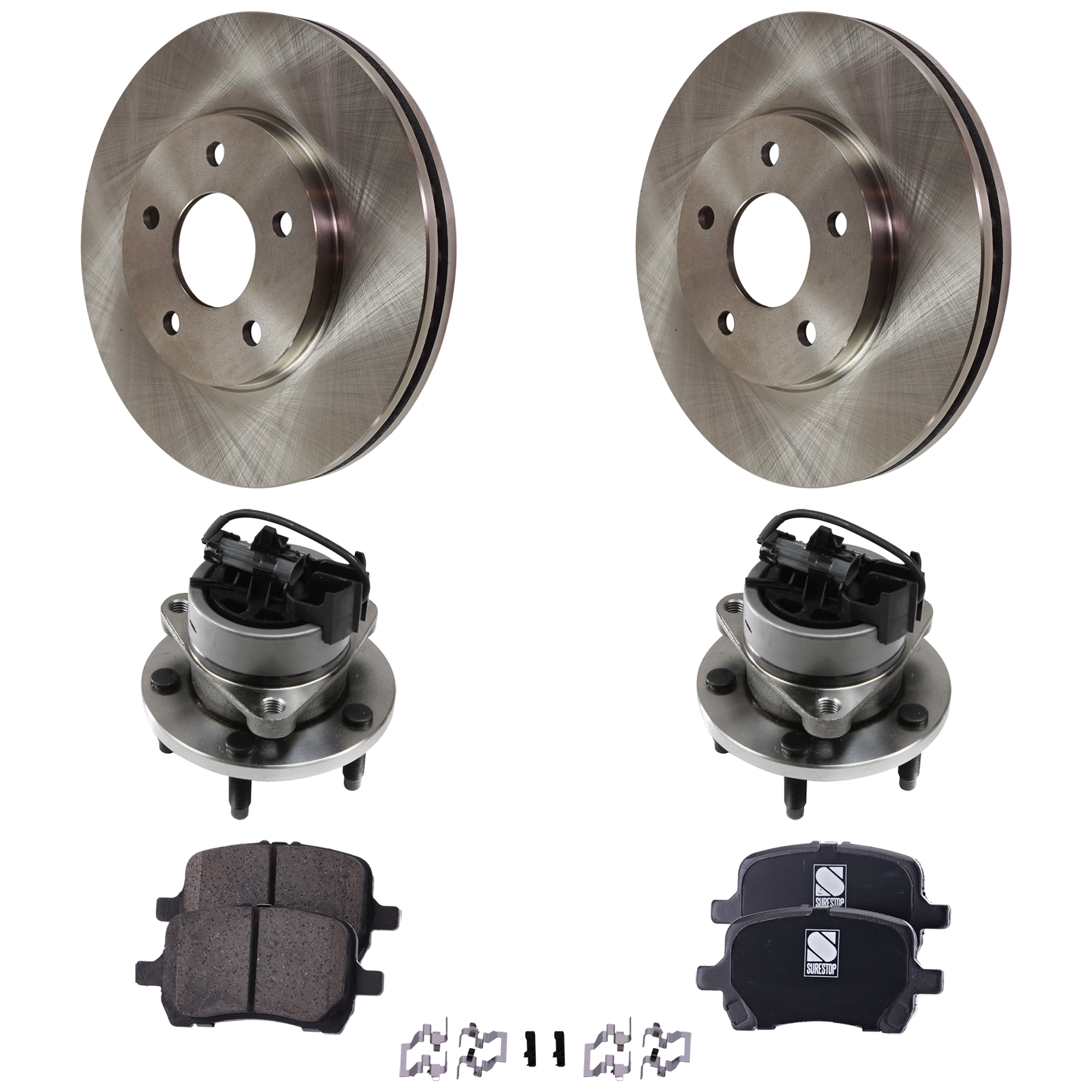 AM HHR 06-09 FRONT BRAKE DISC AND PAD KIT 2 Wheel Set 5 pc kit SKU KIT 060824-43 OEM 227-289-881-524-370-000-000-000-000