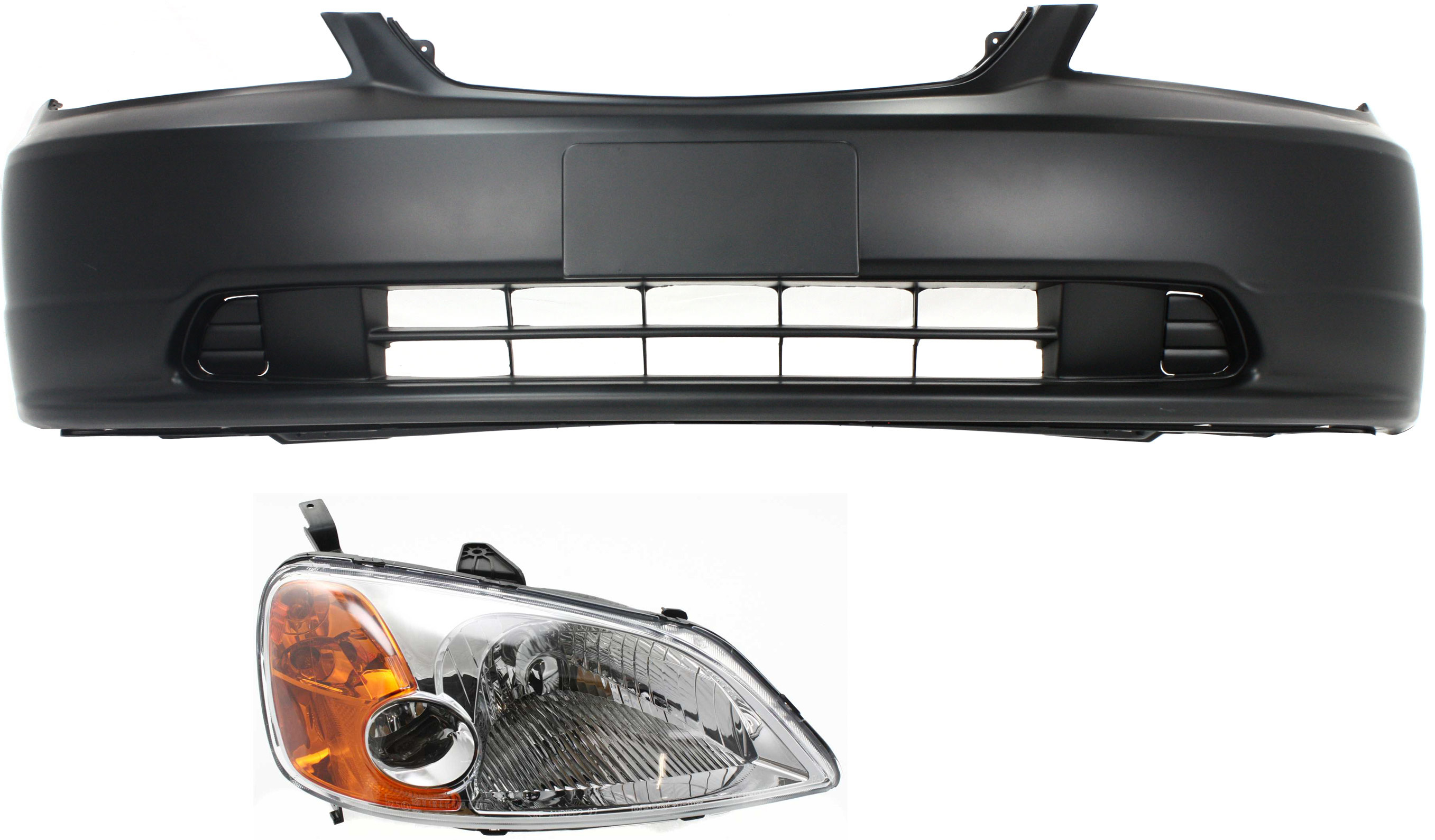 AM CIVIC 01-03 HEAD LAMP RH Assembly Halogen 2 pc Kit with Bumper Cover SKU KIT 060917-99 Partslink HO1000197 OEM 33101S5AA01 PFM 04711S5PA90ZZ