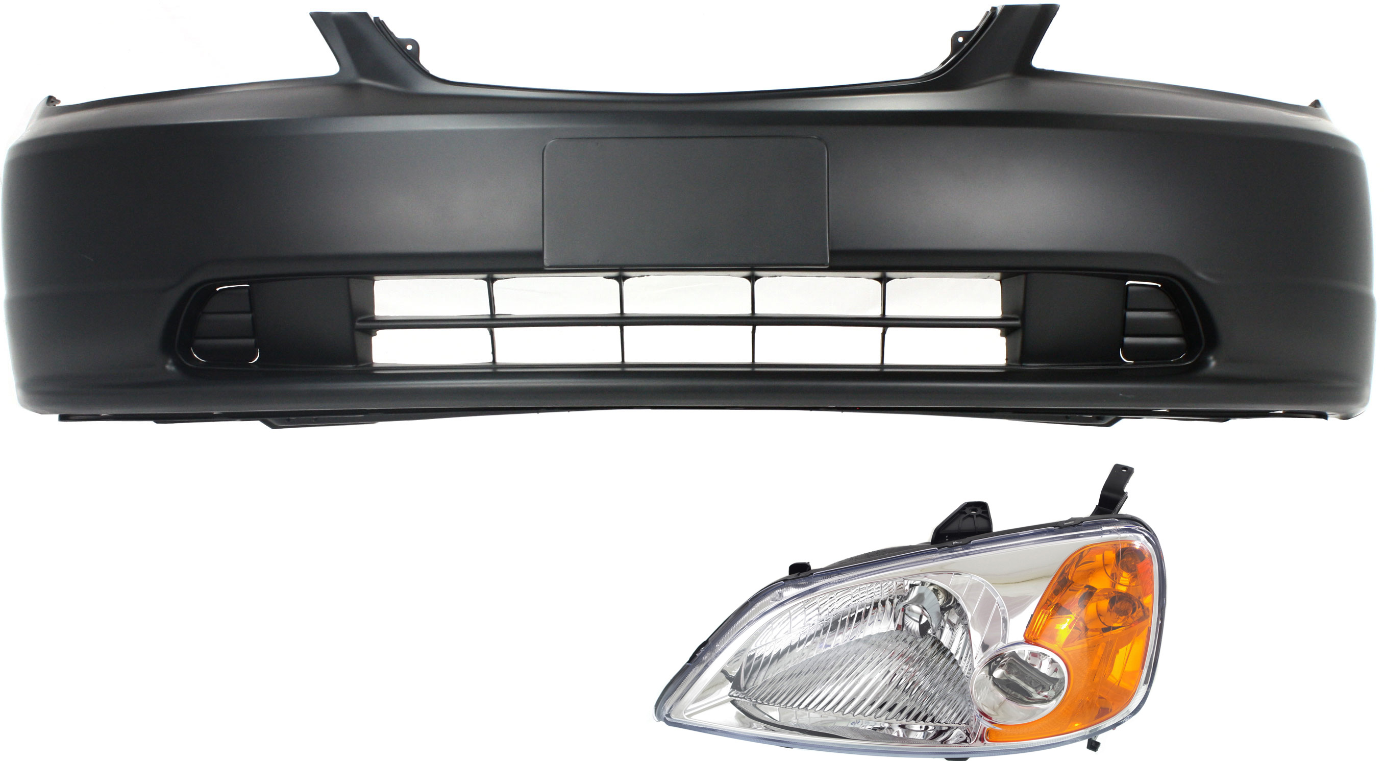 AM CIVIC 01-03 HEAD LAMP LH Assembly Halogen 2 pc Kit with Bumper Cover SKU KIT 061017-01 Partslink HO1000197 OEM 33151S5AA01 PFM 04711S5PA90ZZ