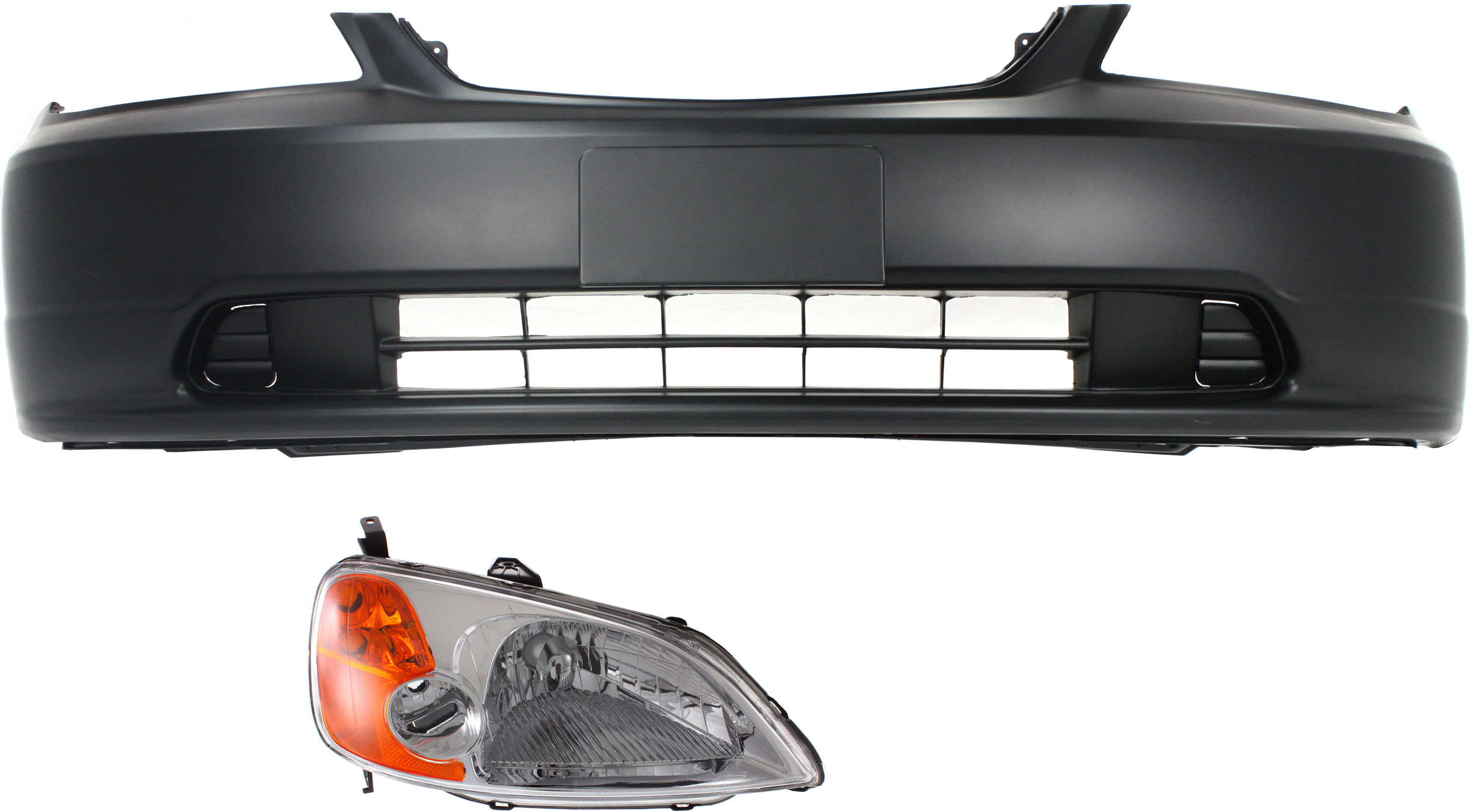 AM CIVIC 01-03 HEAD LAMP RH Lens and Housing Halogen 2 pc Kit with Bumper Cover SKU KIT 061017-03 Partslink HO2503116 HO1000197 OEM 33101S5AA01-04711S5PA90ZZ
