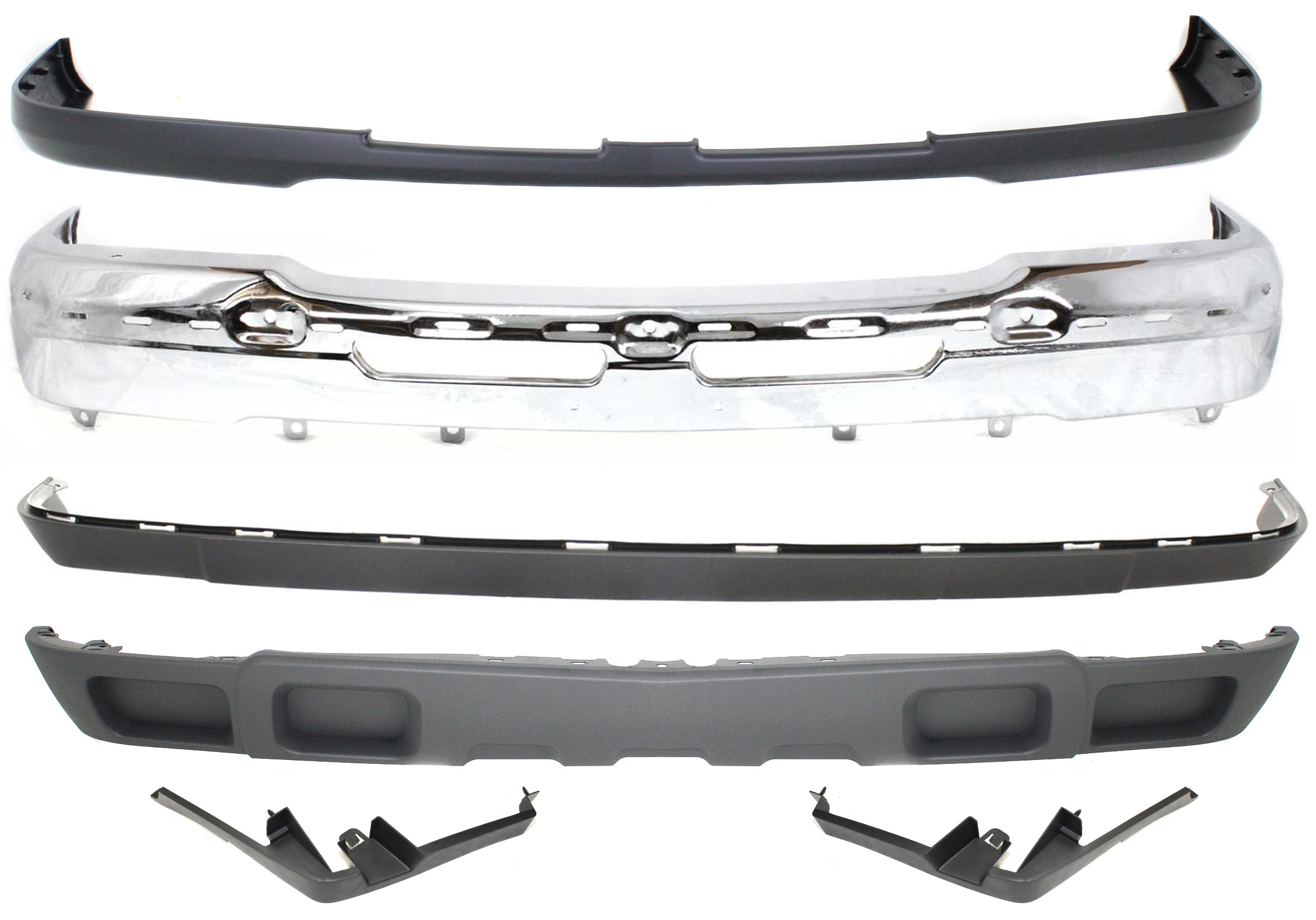 AM SILVERADO 03-07 FRONT BUMPER COVER 6 pc Kit with Bumper Bumper Trims and Valance Base LS LT Models SKU KIT 061117-03 Partslink GM1051112 GM1002822 GM1002842 GM1089169 GM1088169 GM1092206 GM1092200 OEM 89025820-19150310 PFM 15102065