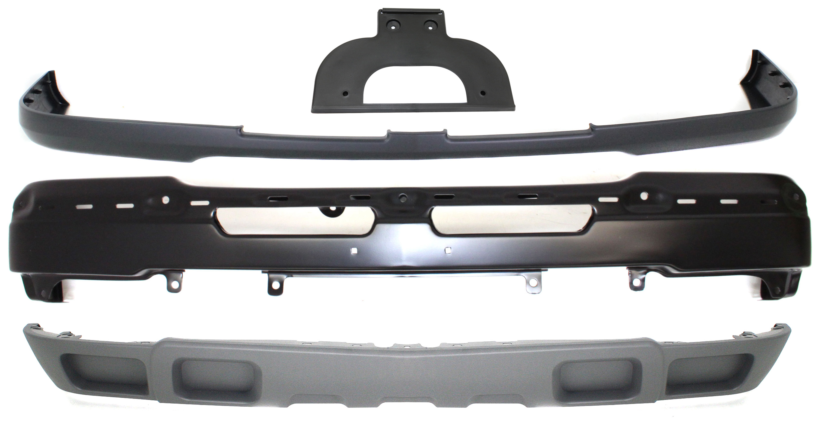 AM SILVERADO 03-07 FRONT BUMPER COVER 4 pc Kit with Bumper License Plate Bracket and Valance Base LS LT Models SKU KIT 061117-15 Partslink GM1051112 GM1002417 GM1068116 GM1092206 OEM 89025820-89025748-15197277-103