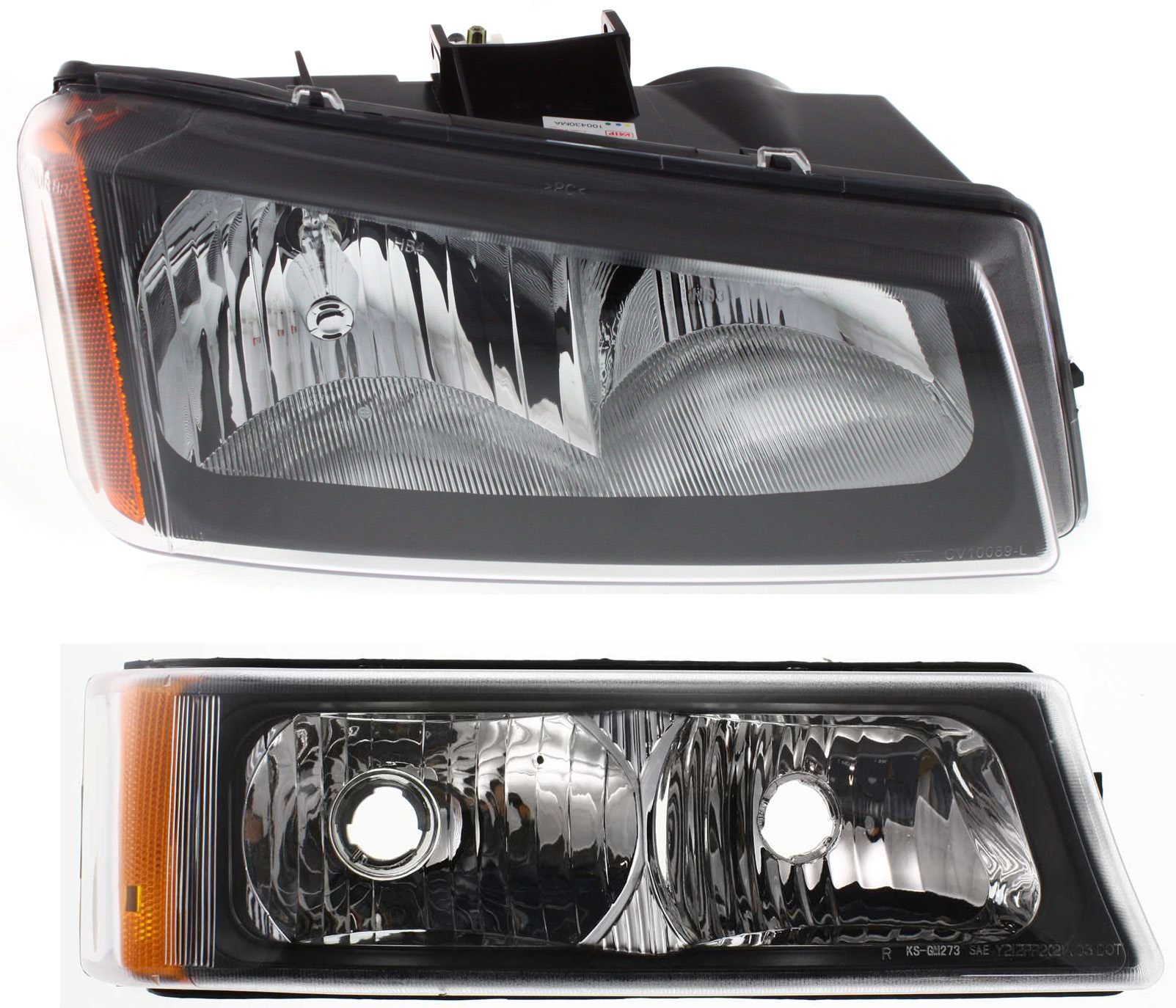 AM SILVERADO 03-07 HEAD LAMP RH Assembly Halogen 2 pc Kit with Turn Signal Light SKU KIT 061117-23 Partslink GM2503257 GM2521185 OEM 10396912-15199557
