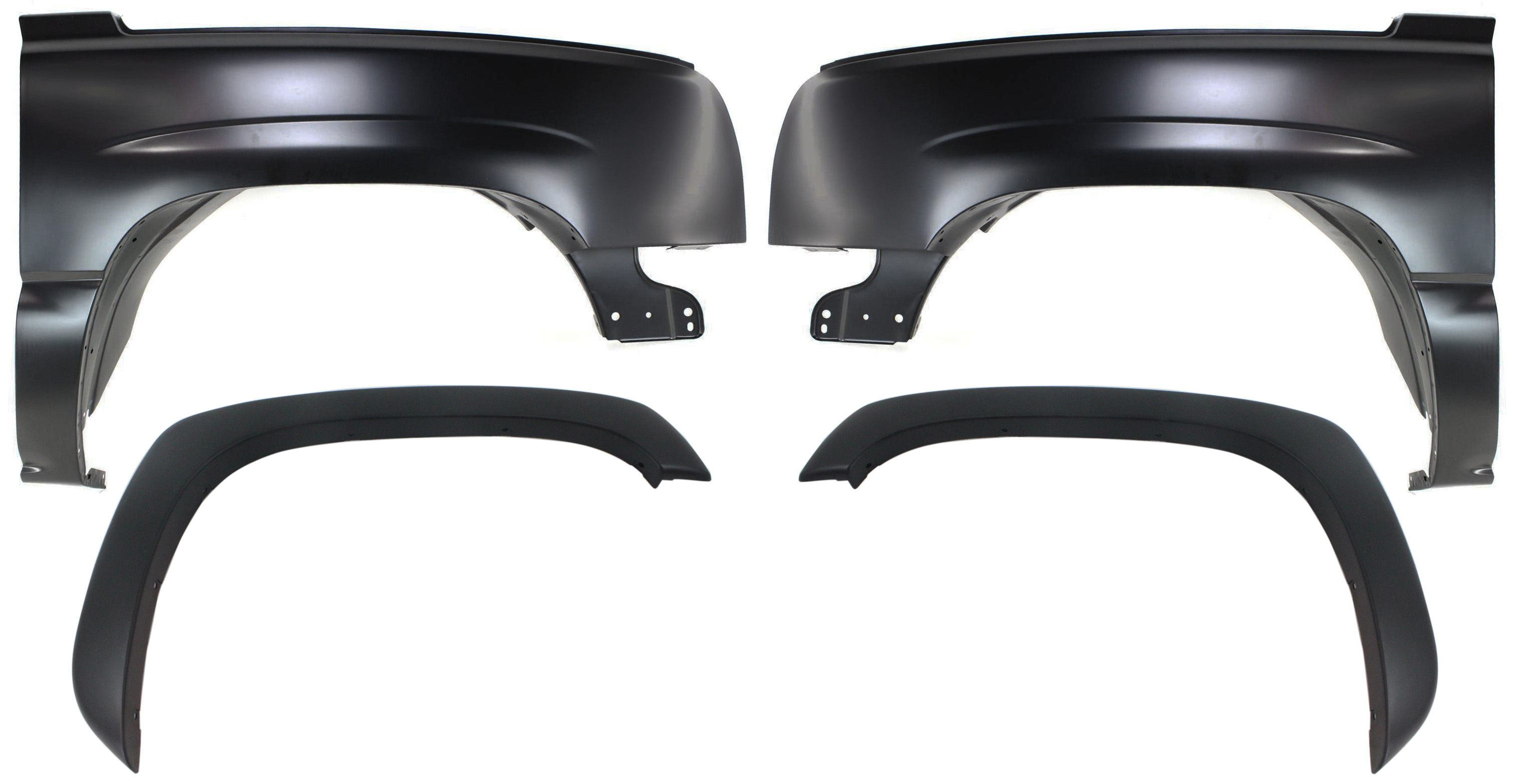 AM SILVERADO 03-07 FRONT FENDER RH AND LH 4 pc kit with Fender Flares SKU KIT 061117-28 Partslink GM1240305 GM1241305 GM1269103 GM1268103 OEM 88944420-88944419-10374850-103