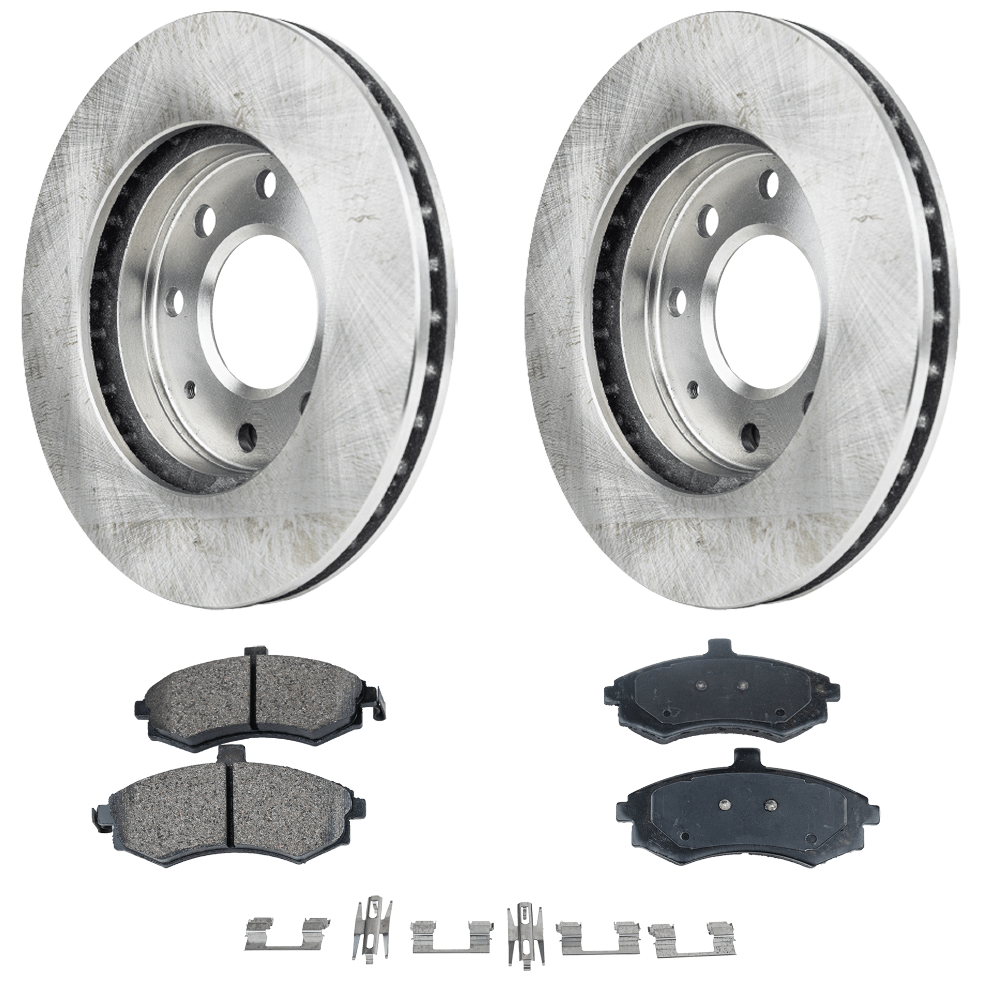 AM ELANTRA 02-06 FRONT BRAKE DISC AND PAD KIT RH AND LH 3 pc kit Plain Surface Ceramic 2 Wheel Set SKU KIT 061124-09 OEM MB668886 MB950569 MB950570-517