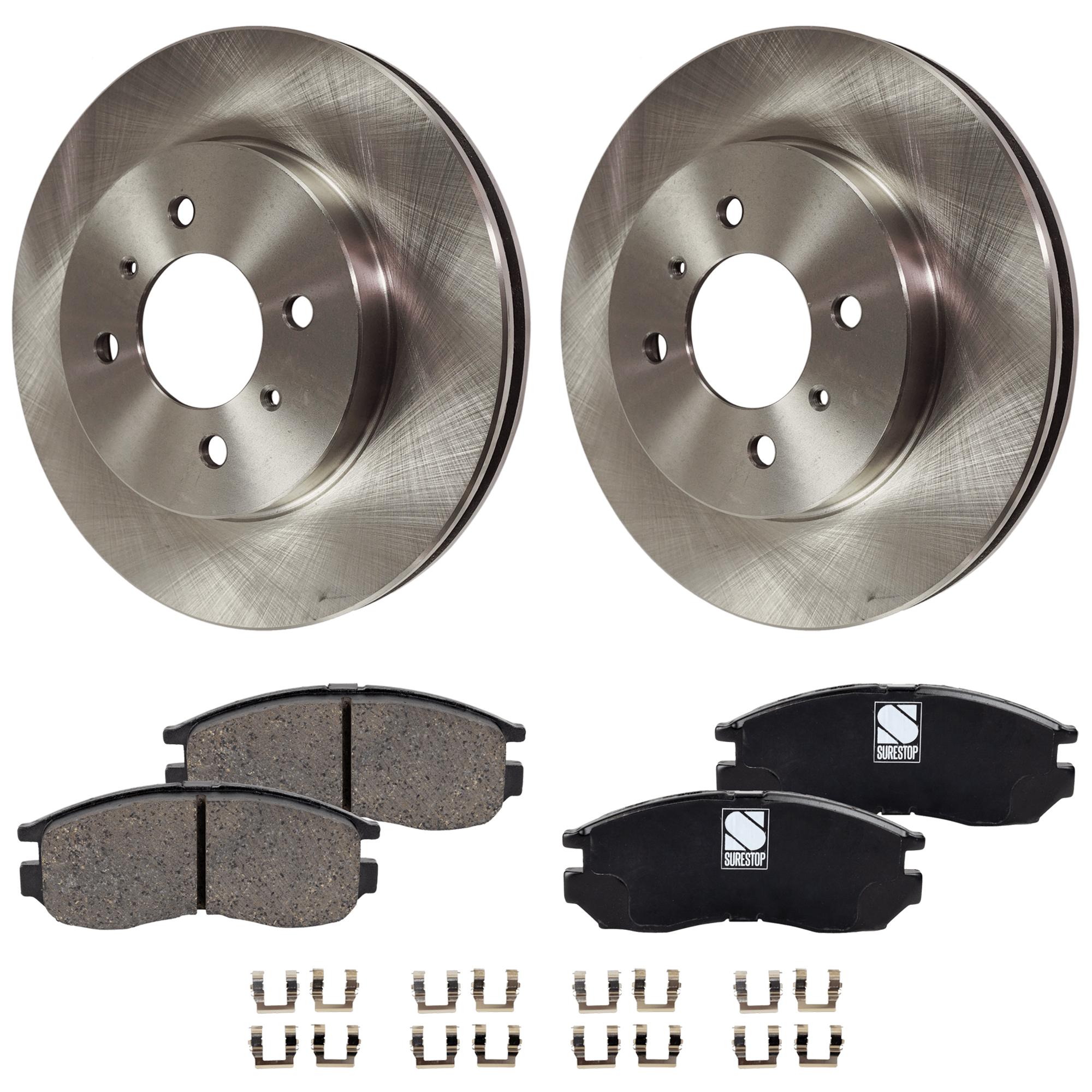 AM MIRAGE 99-02 FRONT BRAKE DISC AND PAD KIT RH AND LH 3 pc kit Plain Surface Ceramic 2 Wheel Set SKU KIT 061124-10 OEM MB699285 MR449771 AA35010107-5